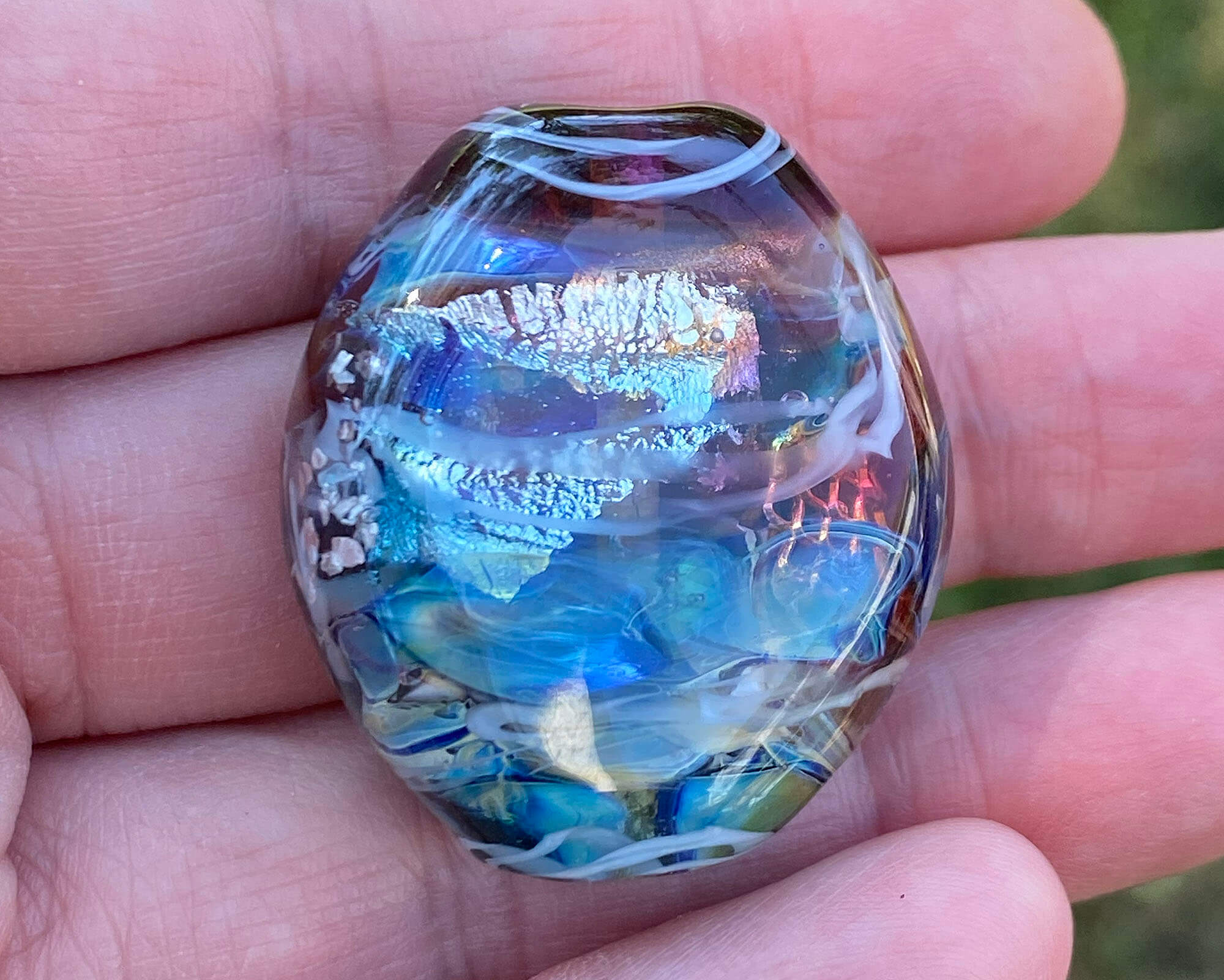Handmade Floral Treasure Lampwork Glass Focal Bead SRA for Jewelry Making - Perfect for Necklaces, Bracelets, and DIY Craft Projects