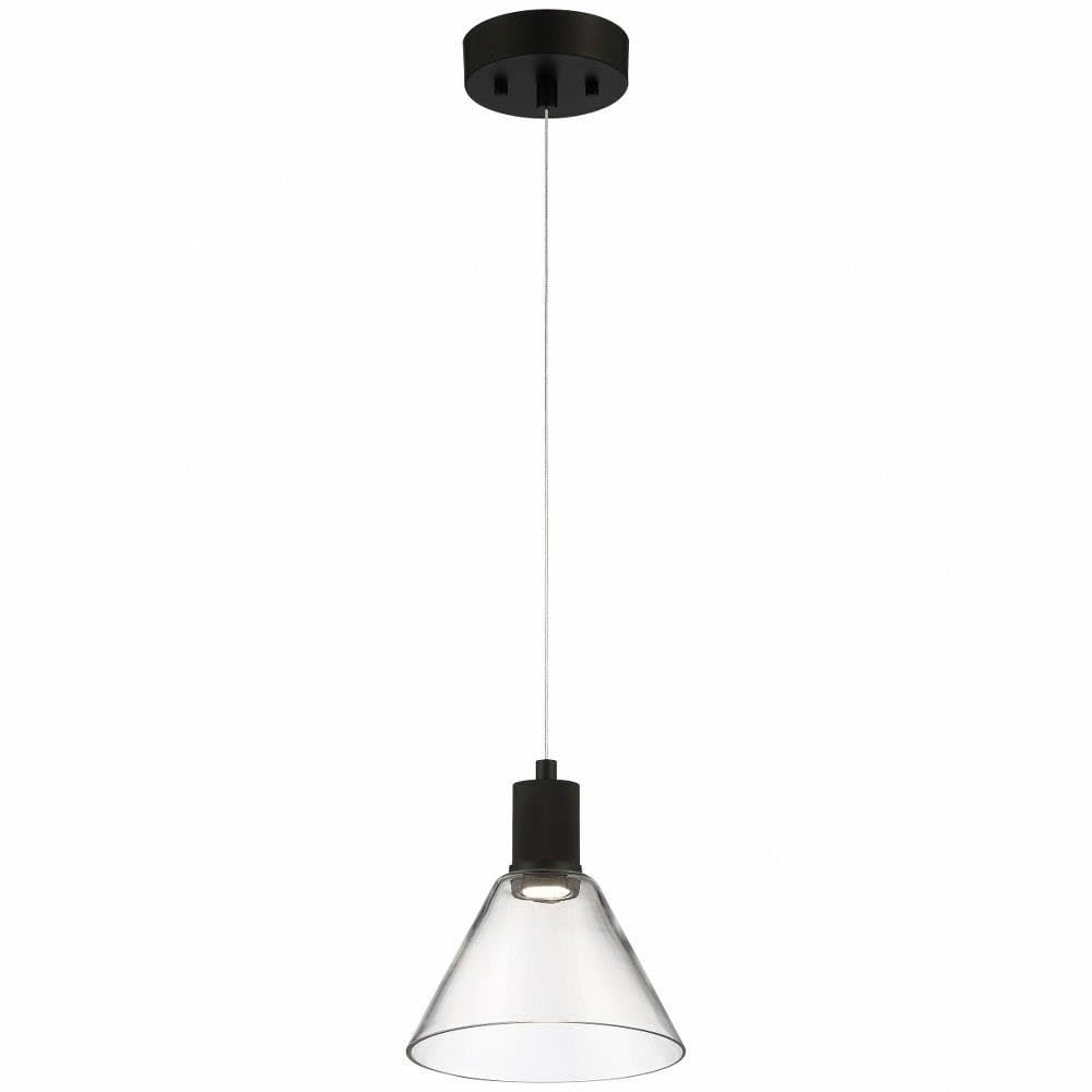 Access Lighting Port Nine Martini LED Pendant Light - Matte Black Finish with Clear Glass Shade - Energy Efficient LED Chandelier for Dining Room, Kitchen Island or Bar Lighting