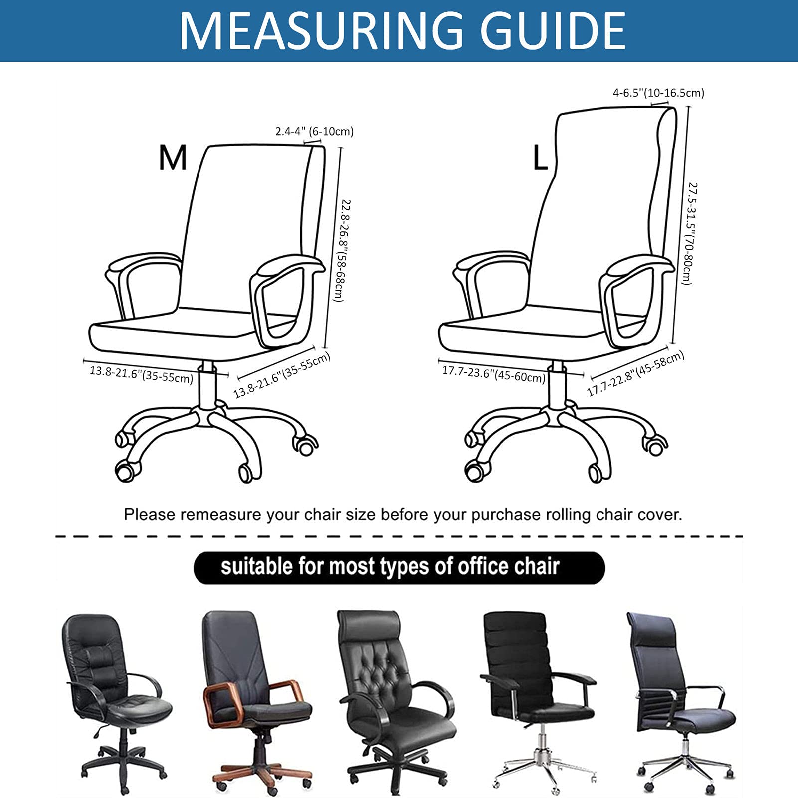 Breathable Stretch Office Chair Cover - Printed Spandex Slipcover for Computer & Desk Chairs (Large, Rotating) - Perfect for Home Office & Conference Rooms