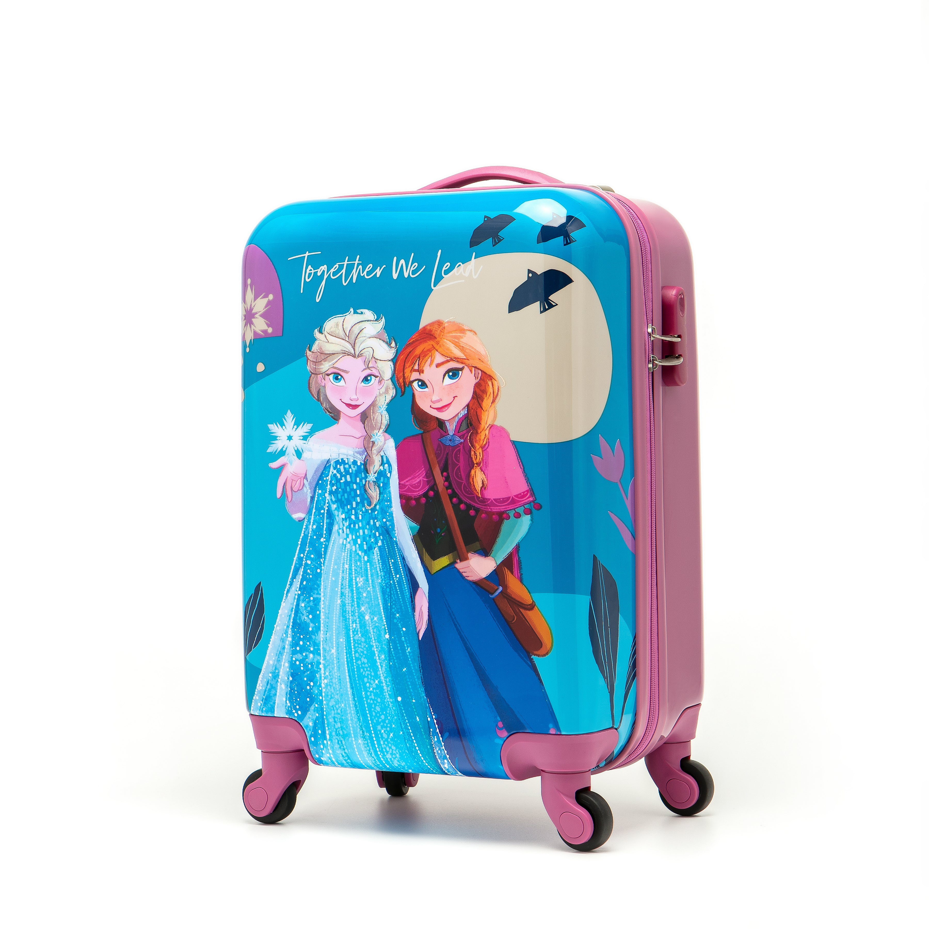 Disney Frozen DIS206 19-Inch Small 4-Wheel Hard Shell Suitcase for Kids - Lightweight Carry-On Luggage with Spinner Wheels, Blue & Pink - Perfect for Travel, School Trips & Sleepovers