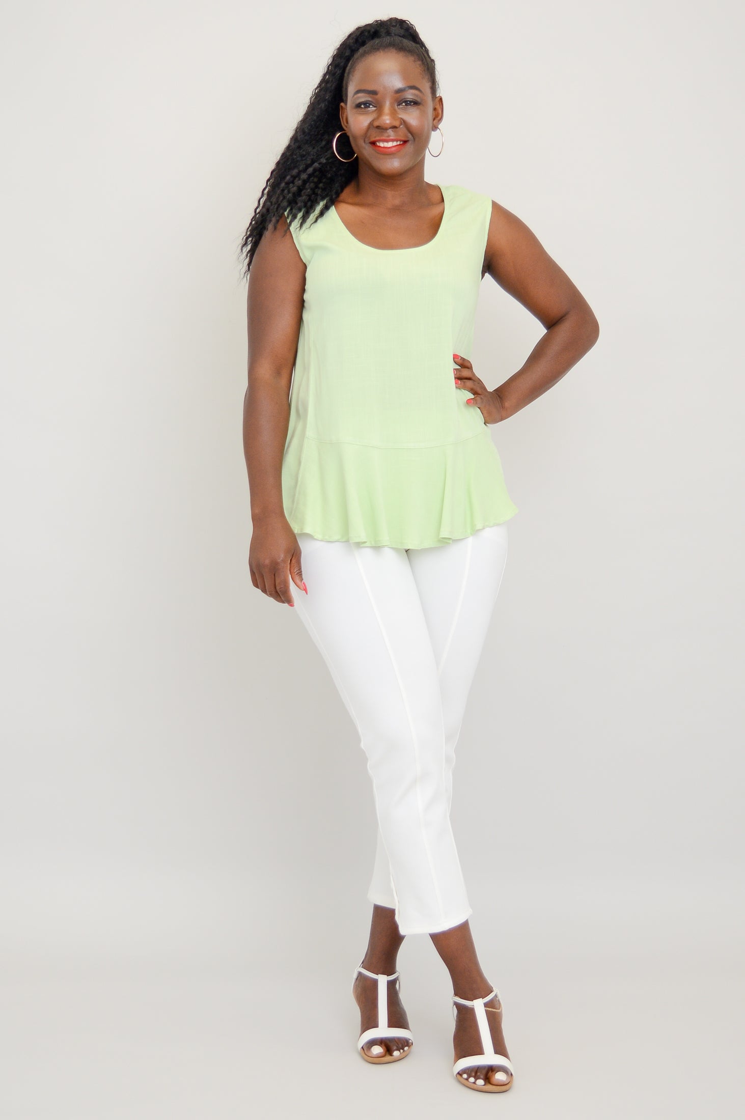 Ginny Tank Top - Sage Green Linen Bamboo Blend Women's Casual Shirt | Perfect for Summer Outfits, Beachwear & Layering