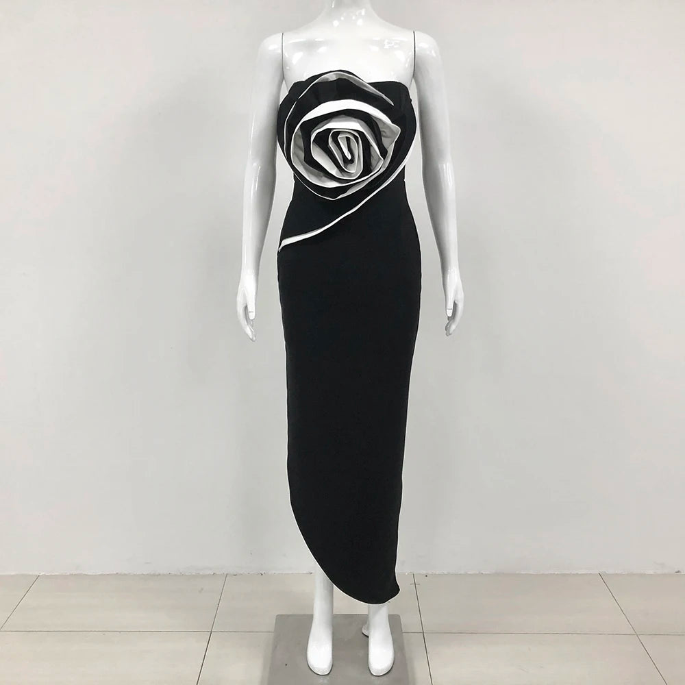 Sexy Black Off Shoulder Floral Bodycon Long Dress for Women - Perfect for Birthday Parties, Homecoming & Special Occasions