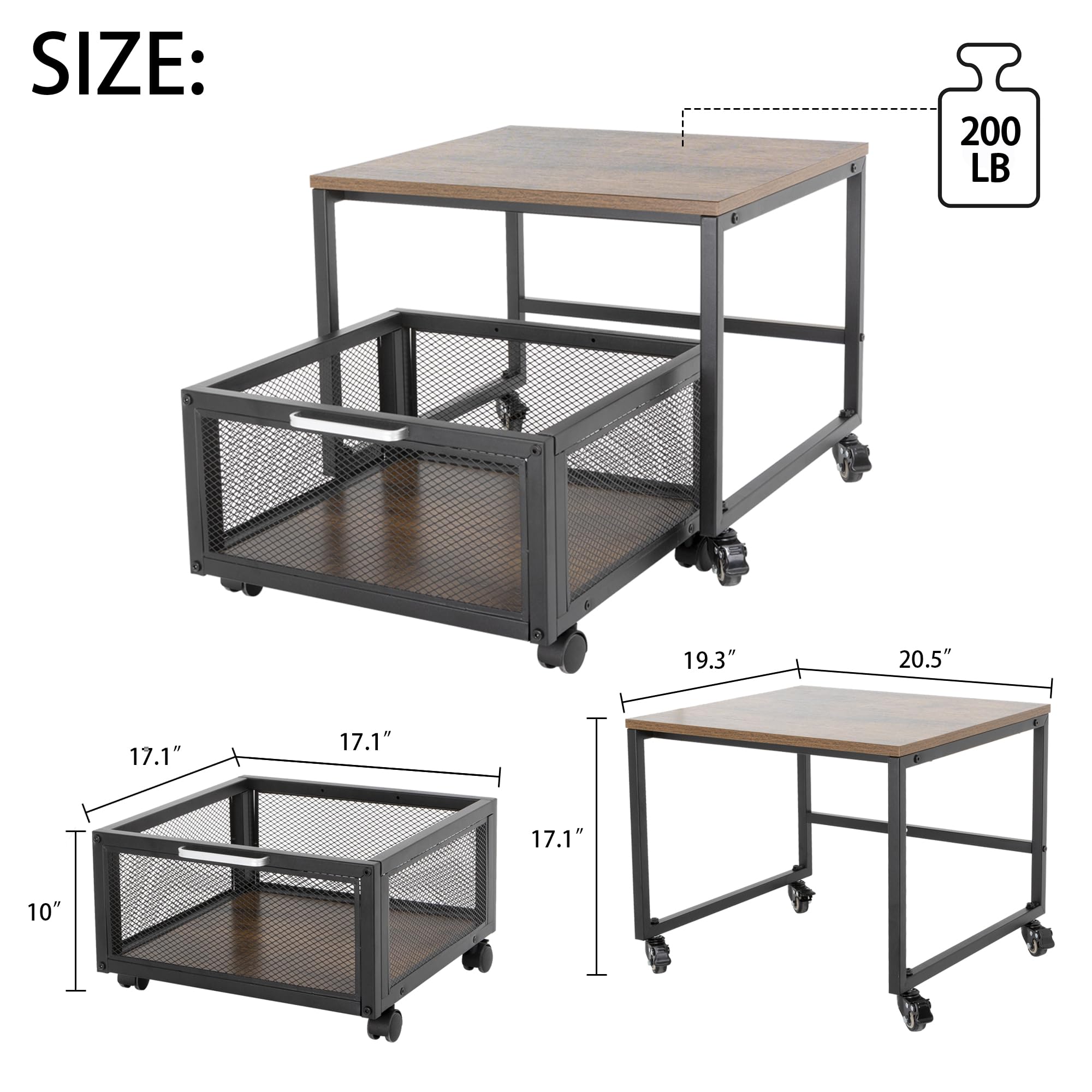 Portable Mini Fridge Stand with Storage Basket & Wheels - Rolling Refrigerator Stand for Kitchen, Dorm, Apartment, Office, Bedroom | Space-Saving Organizer for Beverages, Snacks & Cosmetics