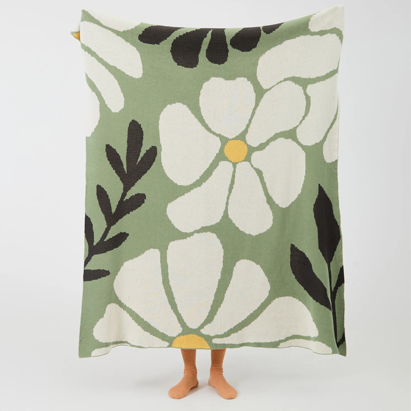 Blossom Meadow Woven Throw Blanket - Soft Cozy Knit Blanket for Couch, Bed & Sofa - Perfect for Home Decor, Gift & Winter Warmth