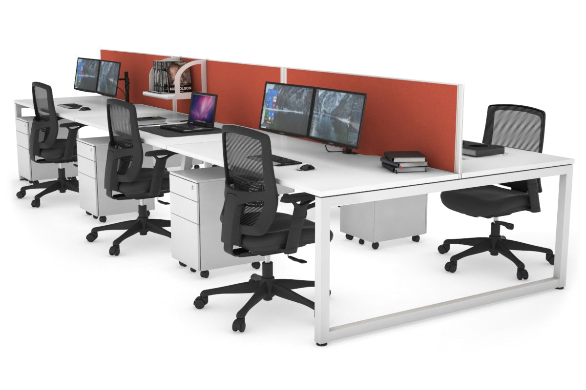 Quadro Loop Legs 6-Person Office Workstation Desk - 1800L x 800W with Cable Management | Modern Collaborative Workspace Solution for Team Projects & Open Office Layouts