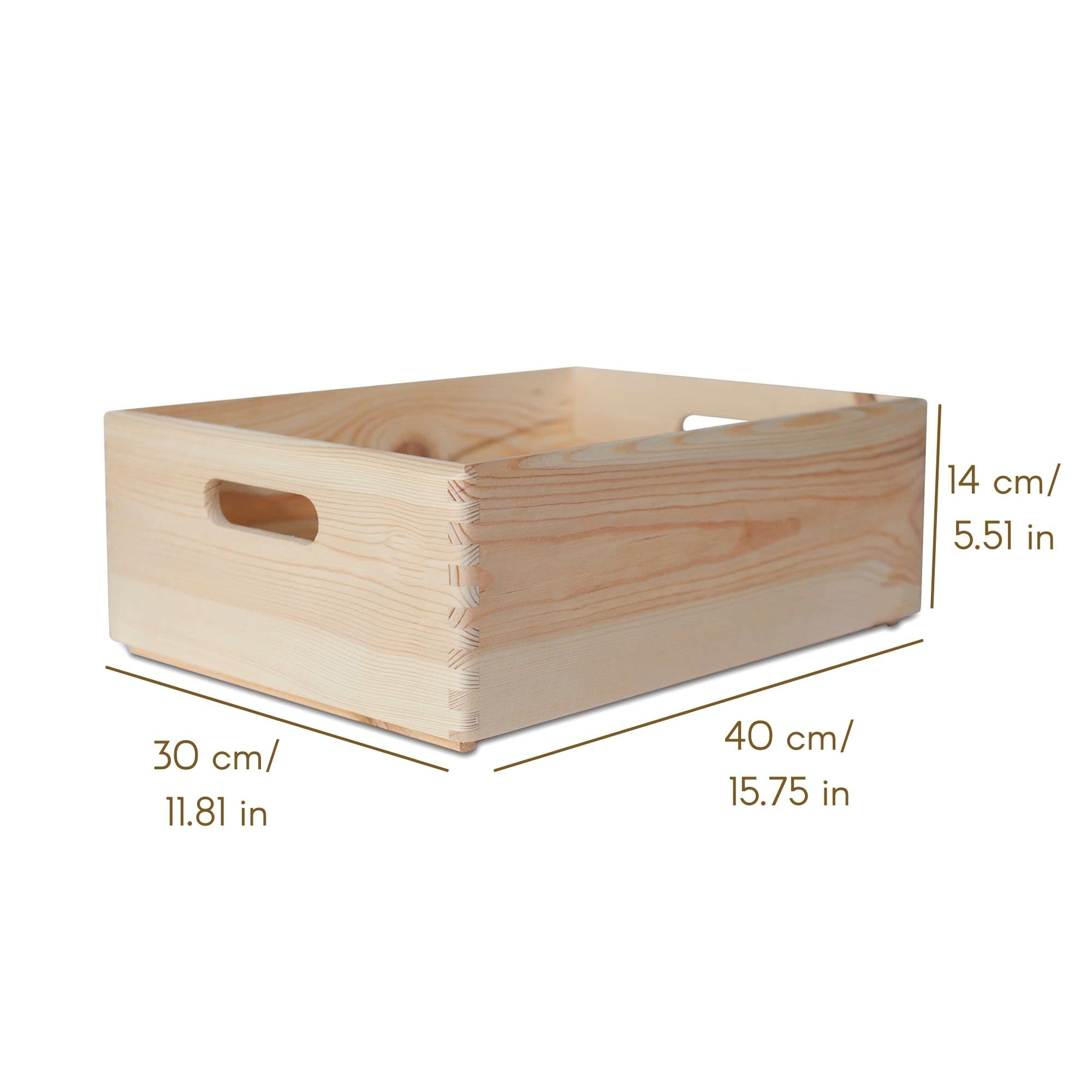 Premium Wooden Storage Box with Handles - 15.7