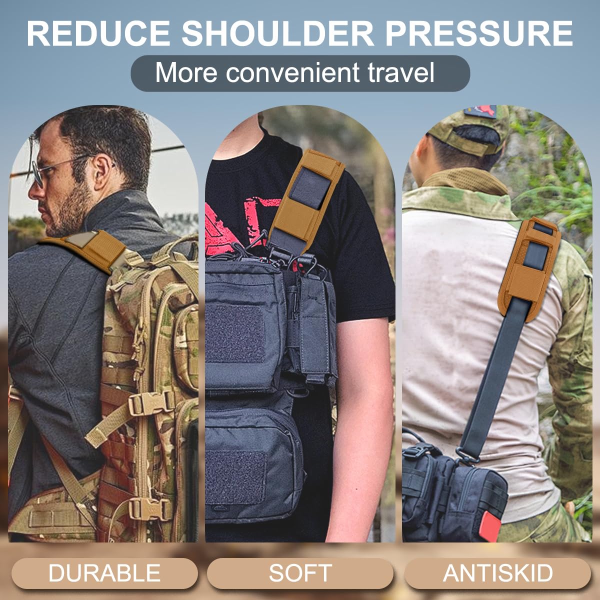 ZINZ 2-Pack Universal Shoulder Pad with Ultra Thick Cushion - Anti-Slip & Breathable Design for Luggage, Backpacks & Crossbody Bags (Khaki) - Perfect for Travel, Commuting & Daily Use