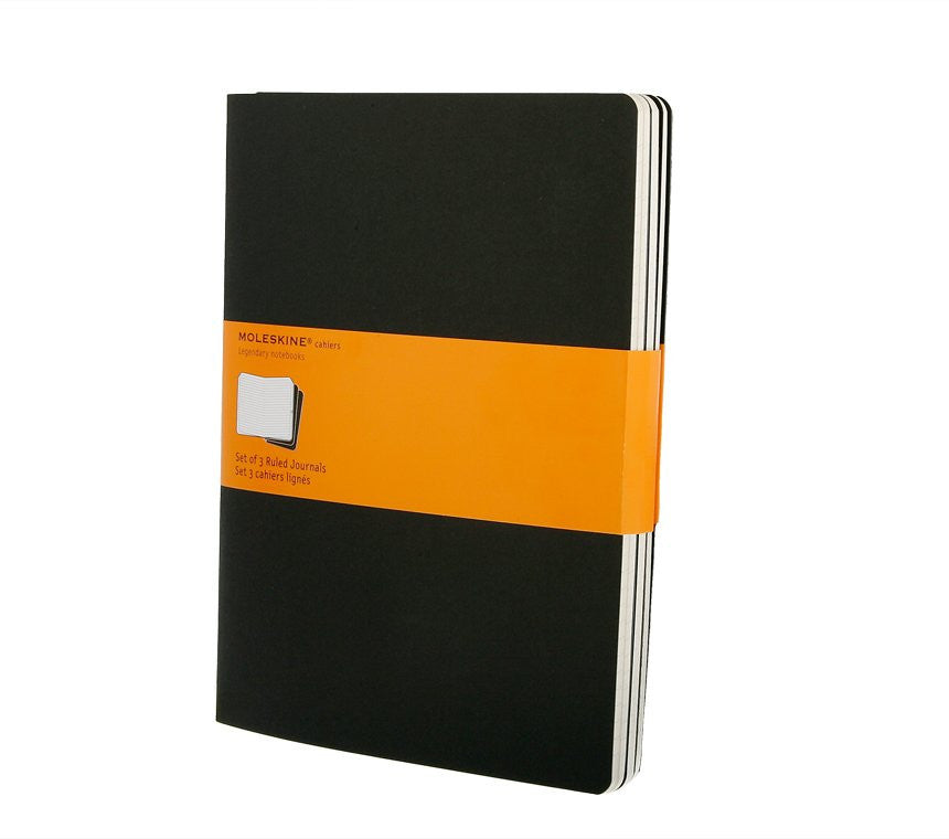Premium Moleskine Ruled Cahier Journal Set - 3 Pack with Durable Cardboard Cover for Note Taking, Sketching & Daily Planning | Perfect for Students, Artists & Professionals