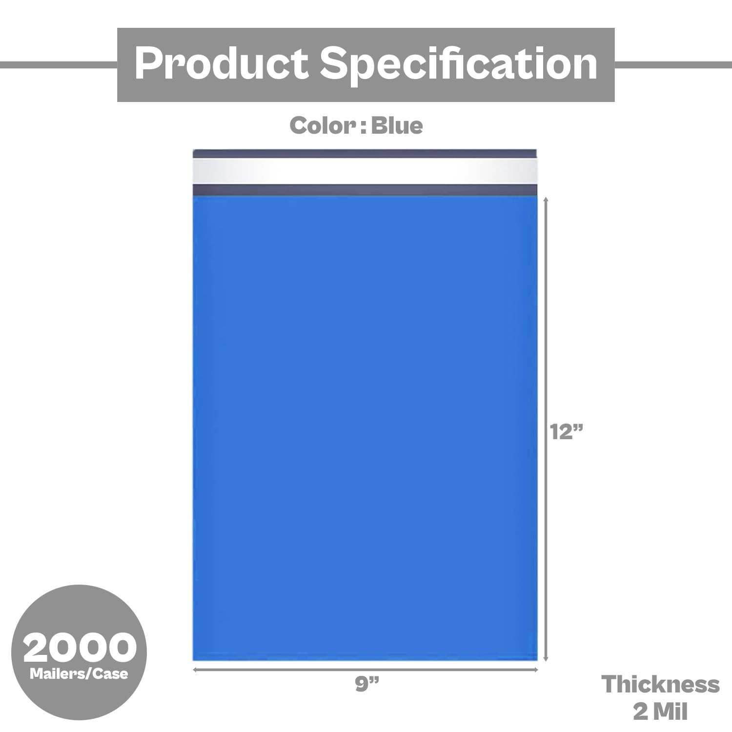 PSBM Blue Poly Mailers 9x12 Inch - 2000 Pack Self-Sealing Shipping Envelopes with Peel & Seal Adhesive | Perfect for Ecommerce, Subscription Boxes & Small Business Shipping