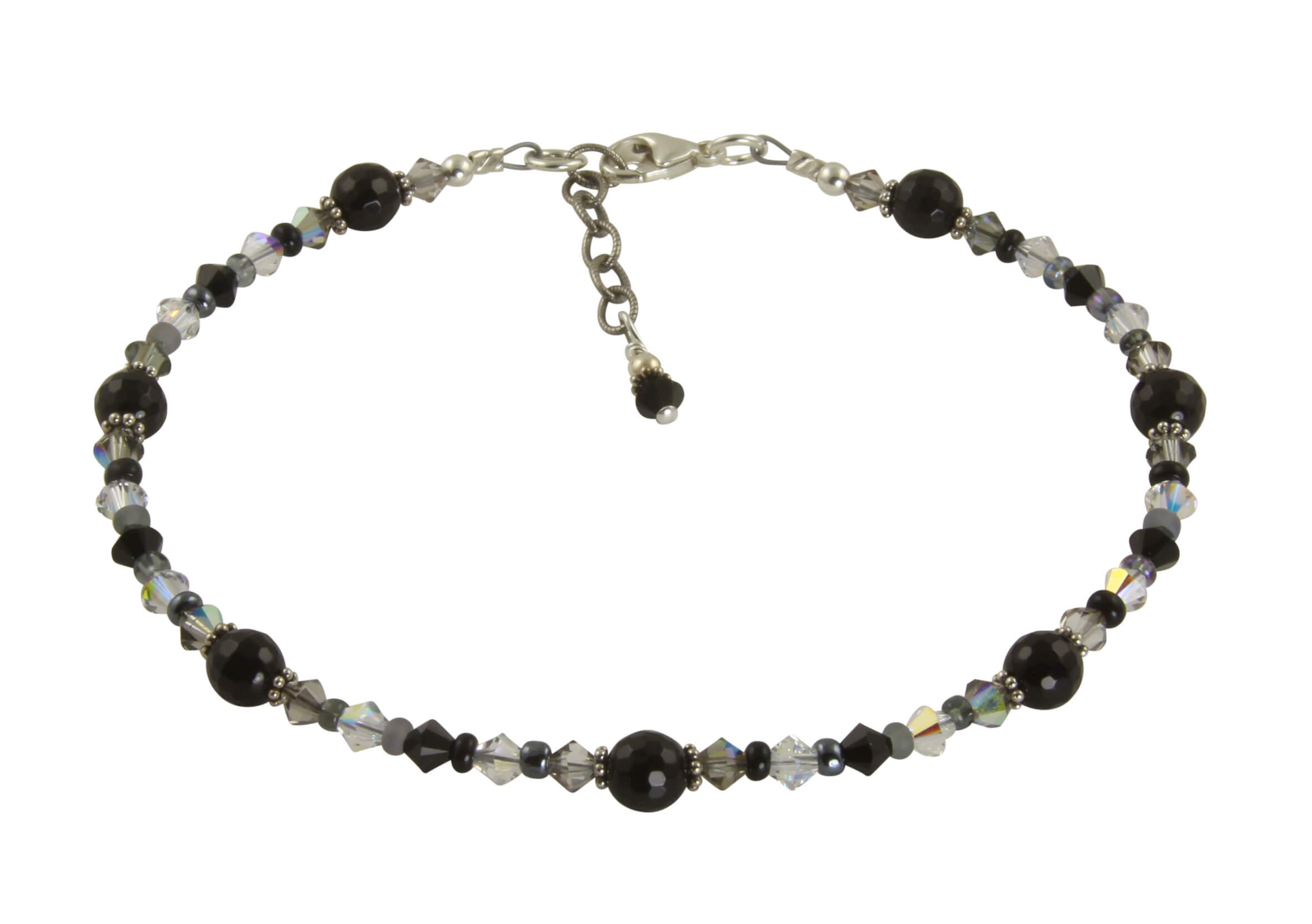 Black Onyx Gemstone Beaded Anklet Bracelet for Women - Elegant Adjustable Ankle Jewelry for Yoga, Meditation & Boho Fashion