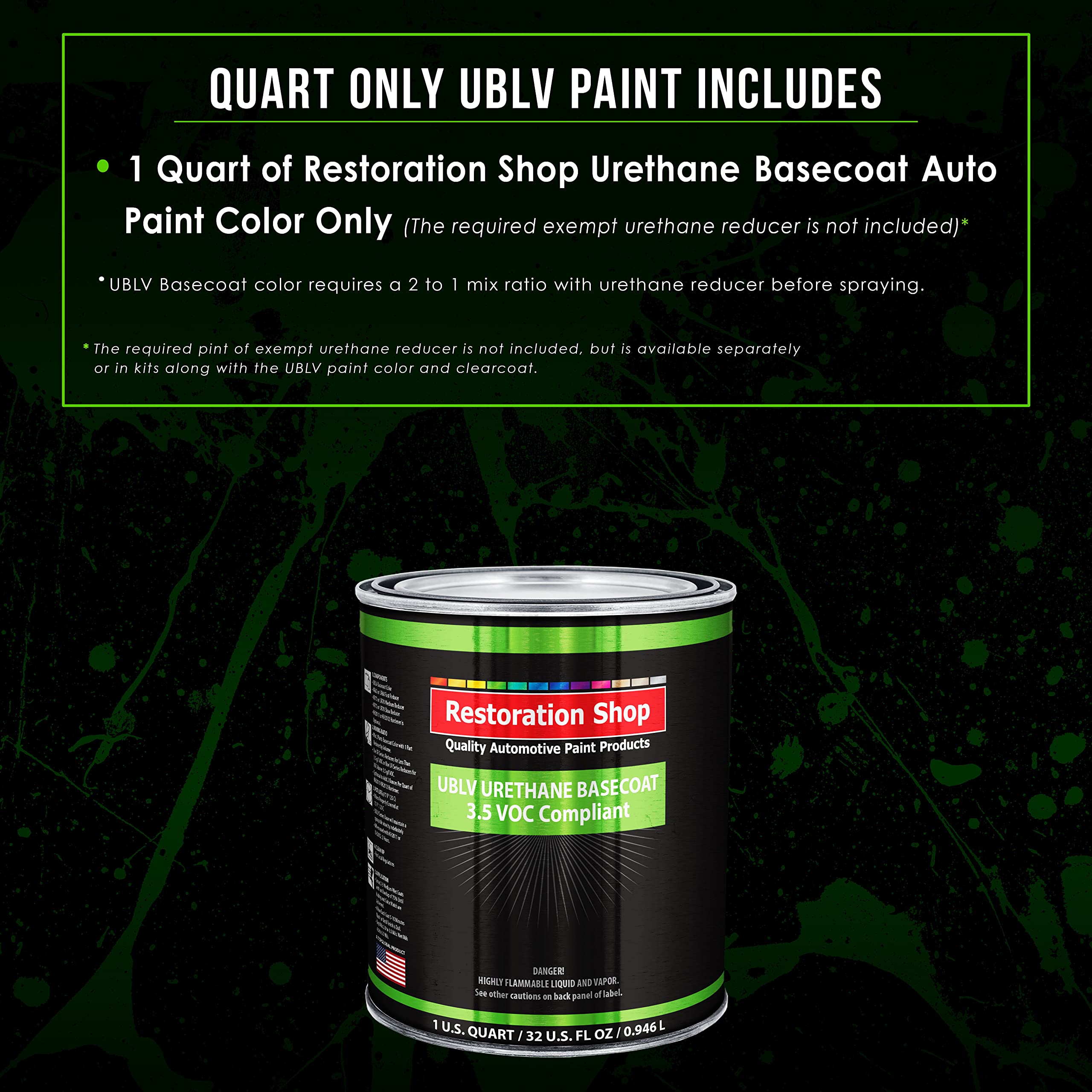 Restoration Shop - Rally Red Low VOC Urethane Basecoat Auto Paint - Quart (Professional High Gloss Automotive Refinish Coating) for Cars, Trucks & Motorcycles - Perfect for DIY Auto Restoration & Professional Body Shop Repairs