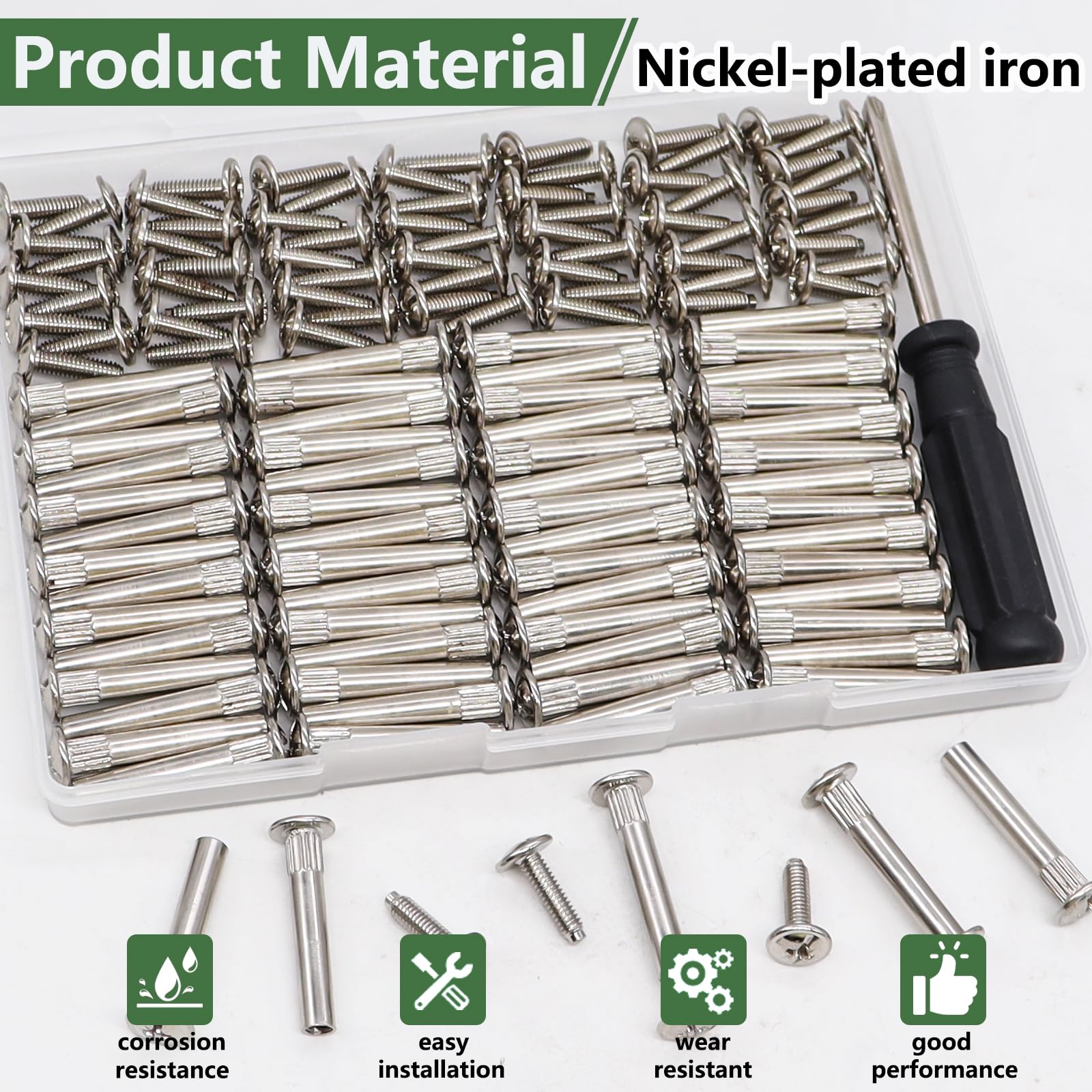 130PCS M4 Furniture Joint Connector Bolt & Cap Nut Kit - Cabinet Panel Screws for Wood Door, Bookshelf, Crib Assembly - Durable Metal Fasteners for DIY Home Furniture Projects
