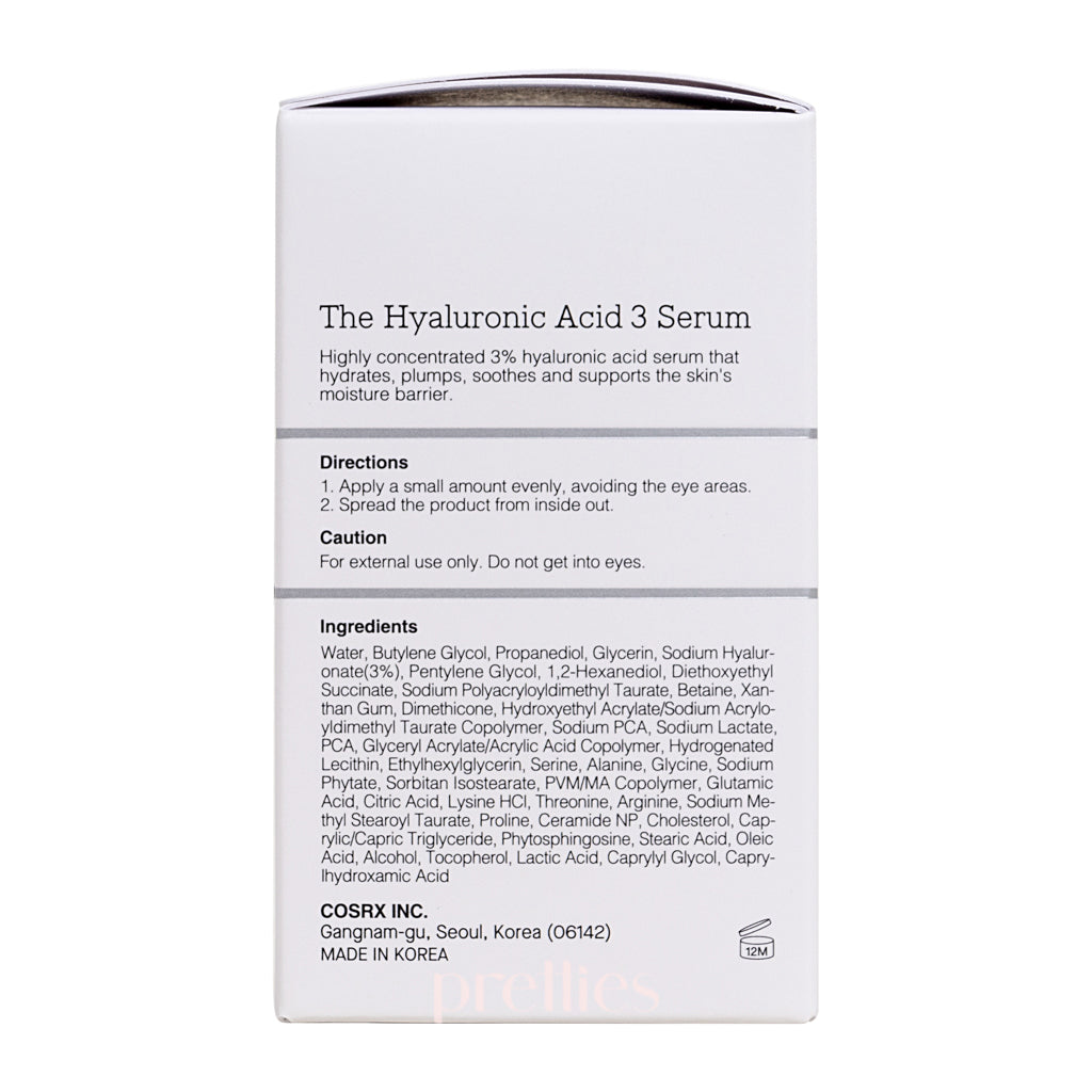COSRX Hyaluronic Acid 3 Serum 20ml - Hydrating Facial Moisturizer for Dry Skin - Day & Night Skincare Routine