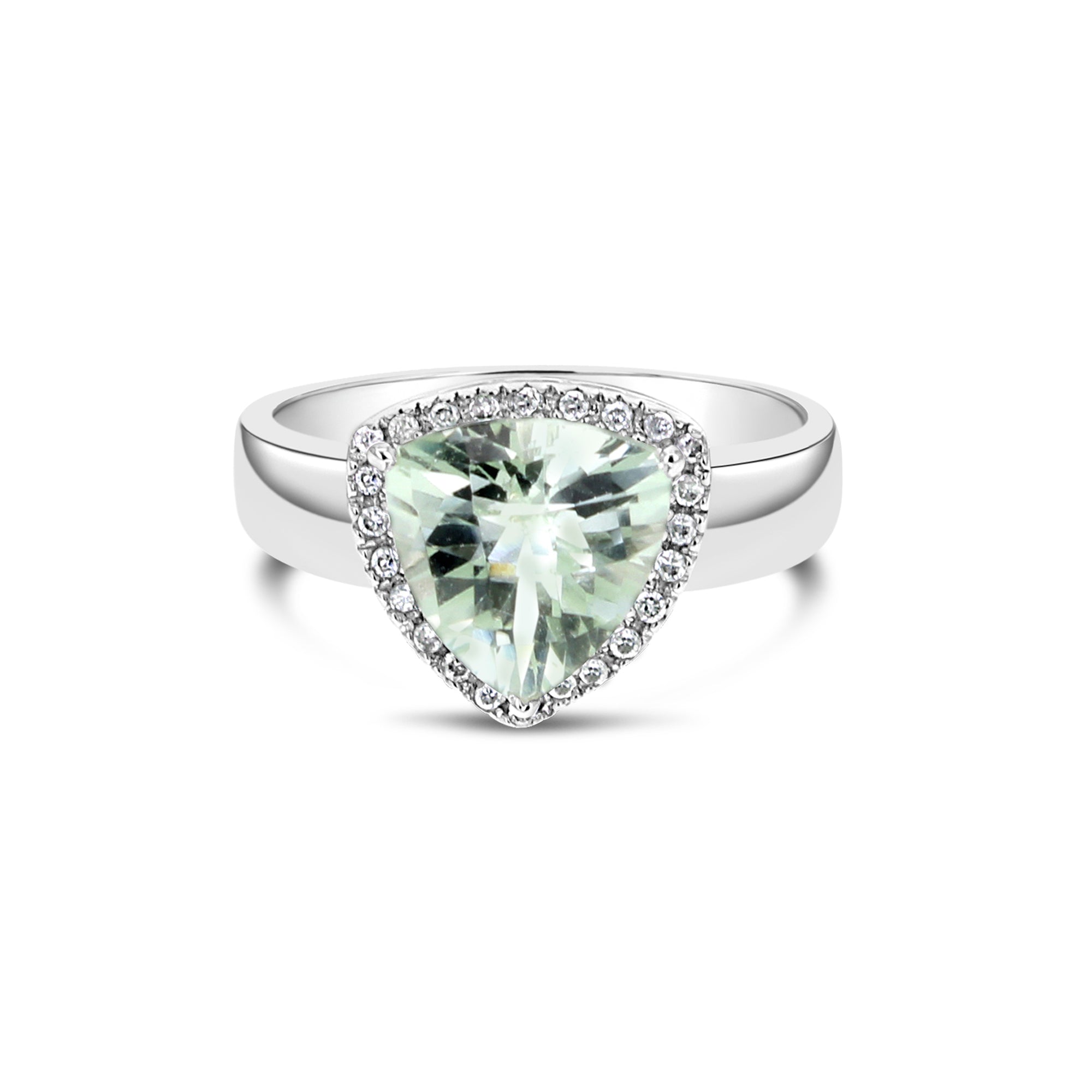 2.37ct Diamond & Green Amethyst Statement Ring in 14k White Gold - Elegant Jewelry for Weddings, Parties & Special Occasions