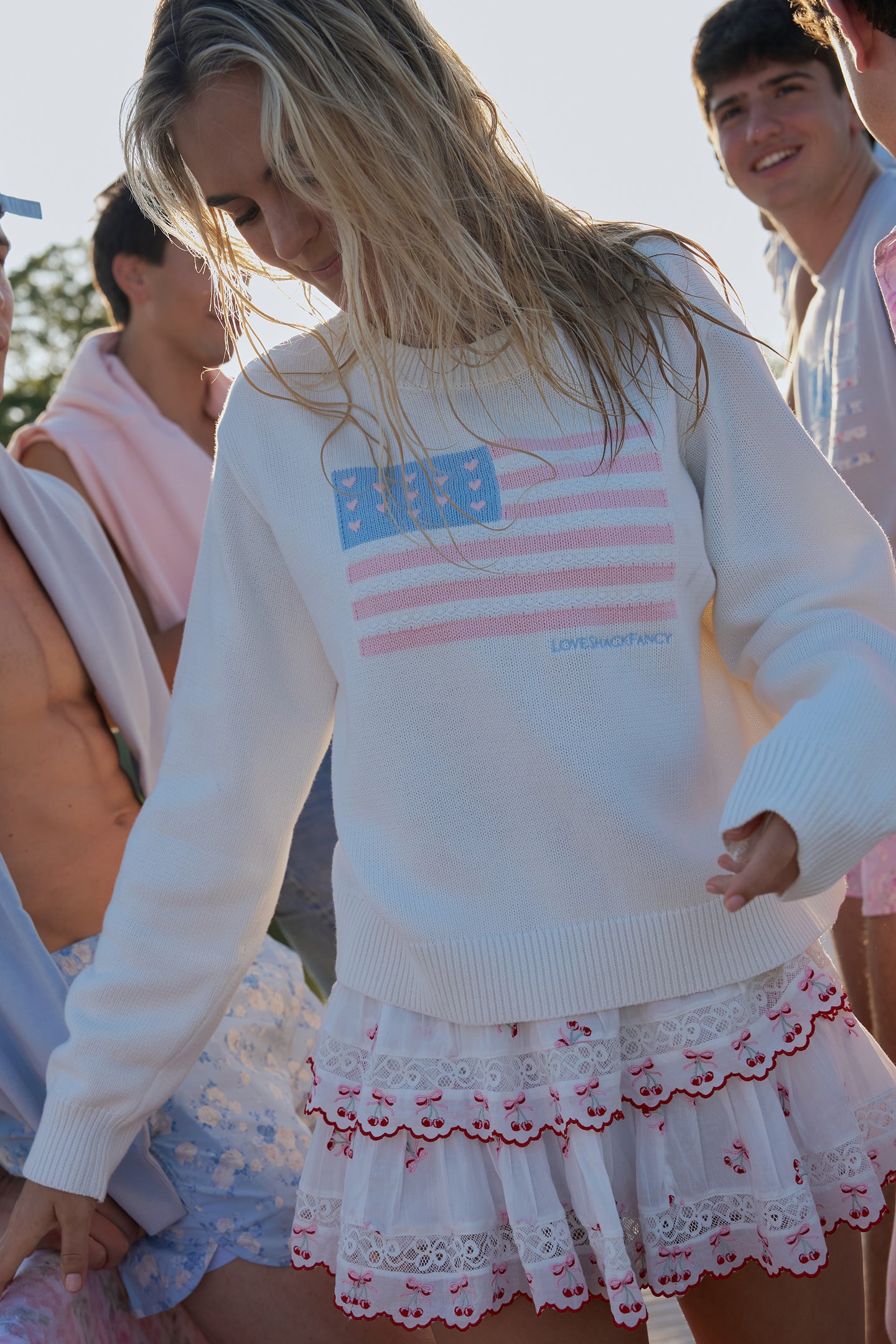 Ty Cotton Flag Pullover Sweatshirt - Soft & Comfortable Ivory Dreams Design | Perfect for Casual Wear, Loungewear & Outdoor Activities