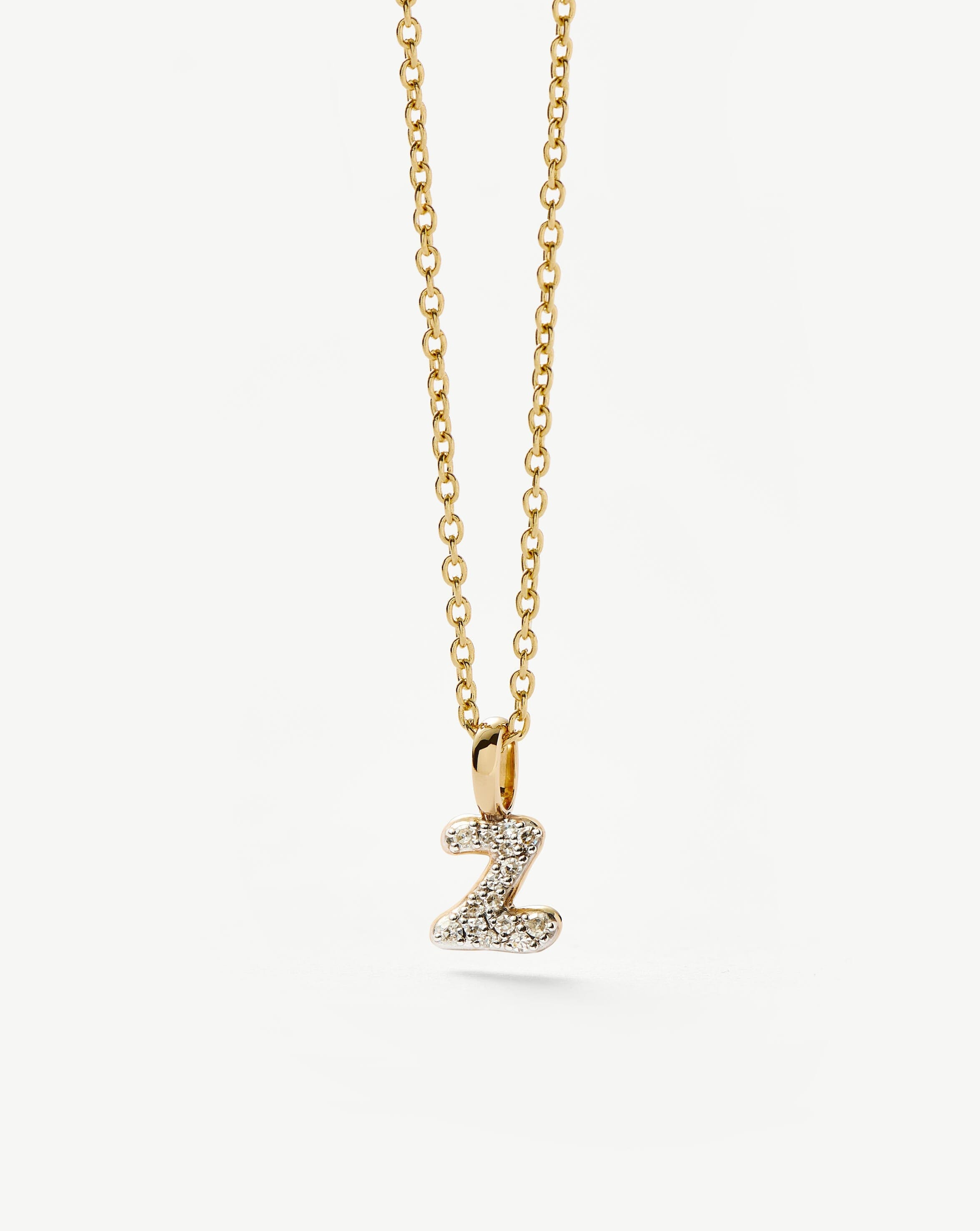 14K Solid Yellow Gold Plated Diamond Initial Mini Pendant Necklace - Personalized Letter Z | Elegant Jewelry Gift for Women, Perfect for Birthdays, Anniversaries & Special Occasions
