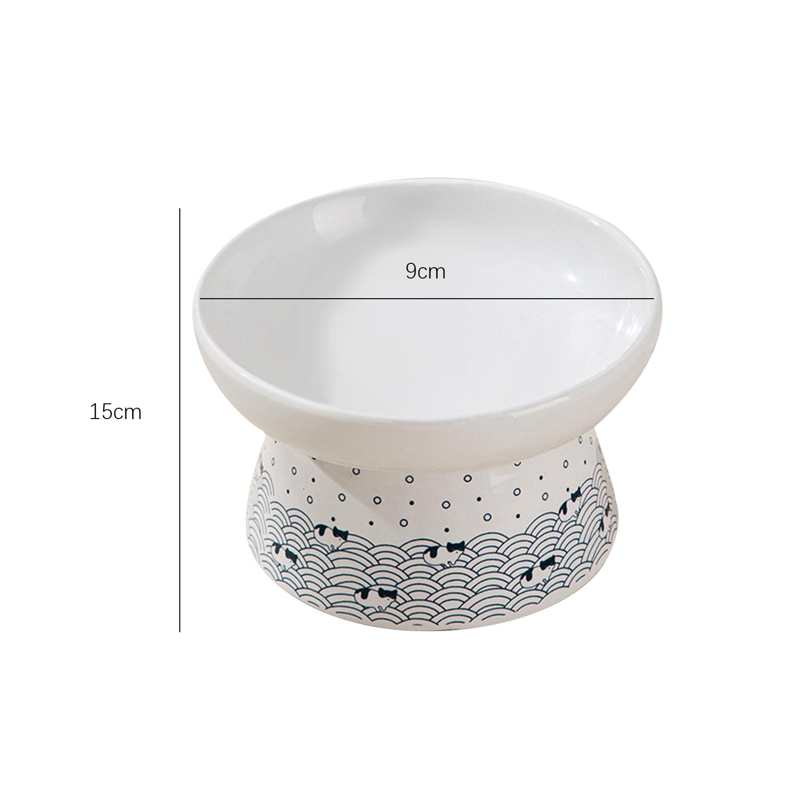 Raised Ceramic Cat Food Bowl - Stylish 15cmx9cm for Pets - Home & Travel Use