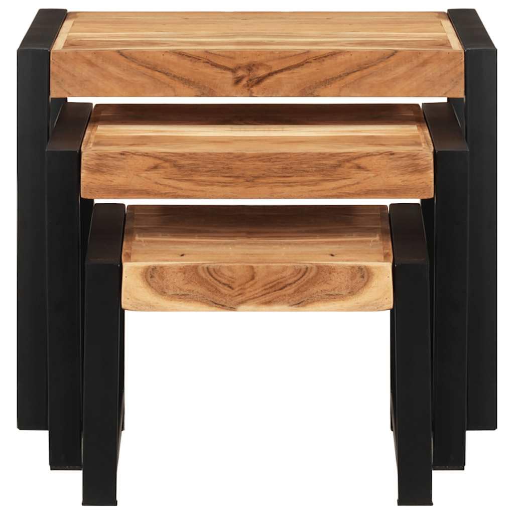 3-Piece Solid Wood Nesting Tables Set - Space-Saving Side Tables for Living Room, Bedroom, or Office - Stackable End Tables with Modern Design