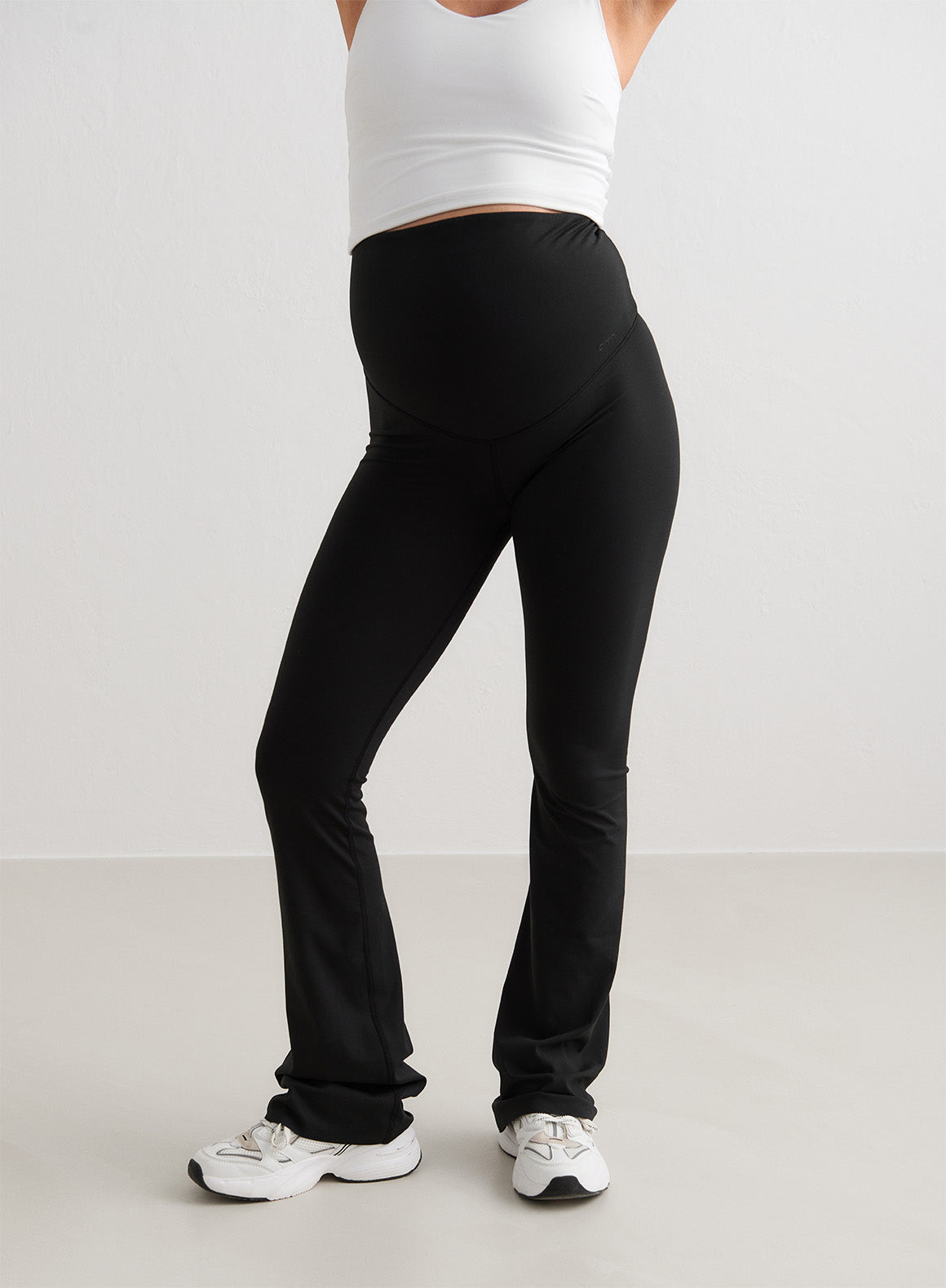 Black Sense Maternity Flare Tights - Stretchy Comfortable Pregnancy Yoga Pants for Women - Perfect for Yoga, Workouts & Everyday Wear