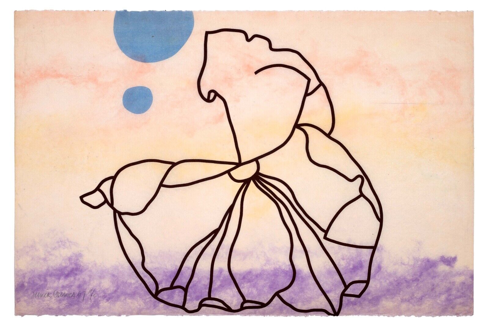Derrick Greaves Signed Flower Minimalist Modern Serigraph Art Print on Rice Paper - HC UF - Perfect for Home Decor, Office Wall Art & Contemporary Gift