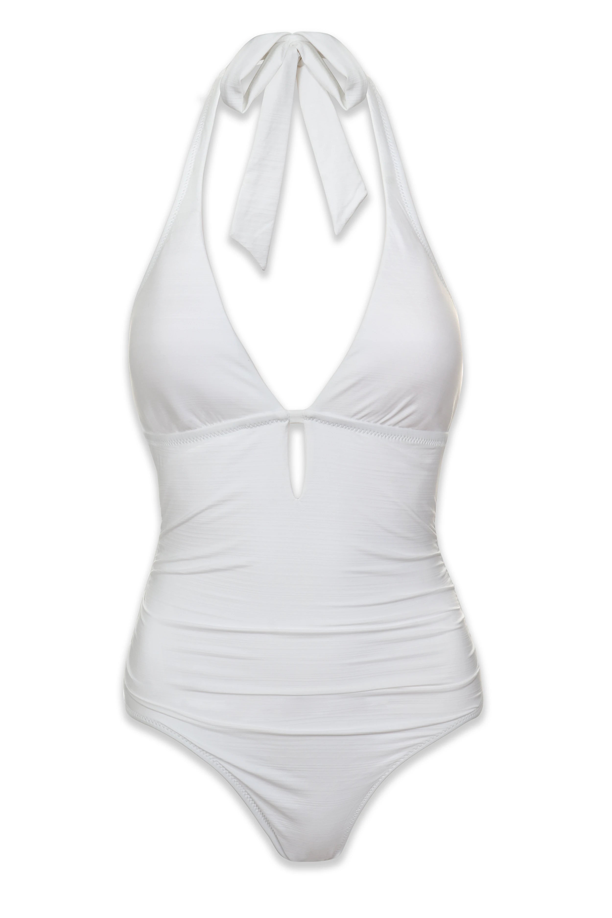 Kara Key Hole One Piece Swimsuit | Textured White Bathing Suit for Women - Perfect for Beach, Pool, and Summer Vacations