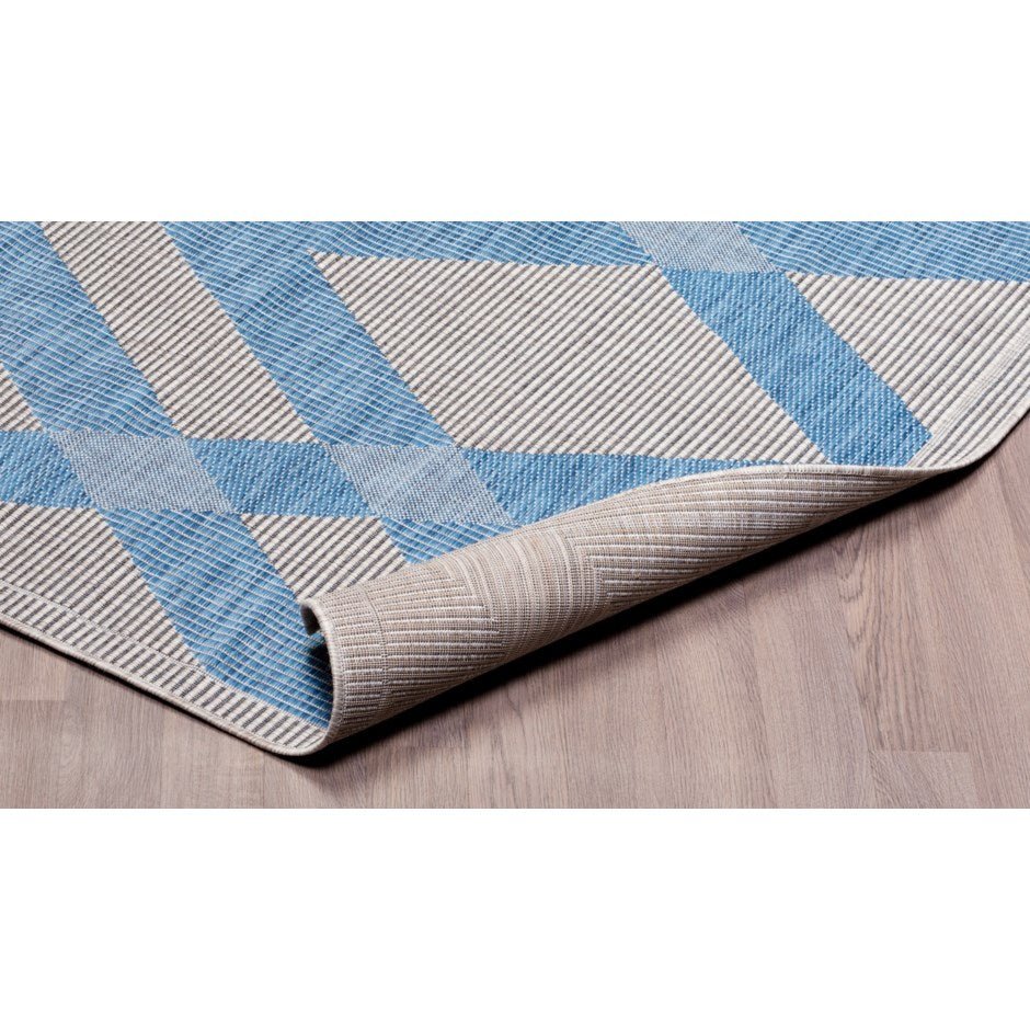 Premium Polypropylene Indoor/Outdoor Rug - Light Grey & Blue - Perfect for Carnival, Patio, Deck, and Living Room Decor