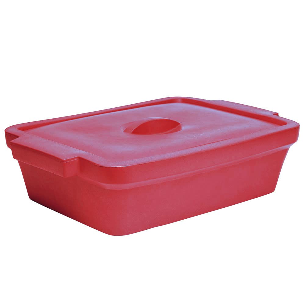 4L Medium Red Ice Pan with Lid - Stackable, Lightweight & Leak-Proof Ice Storage Container - EVA Material for Dry Ice, Liquid Nitrogen & Chemical Solvents - Perfect for Labs, Medical Use & Food Preservation