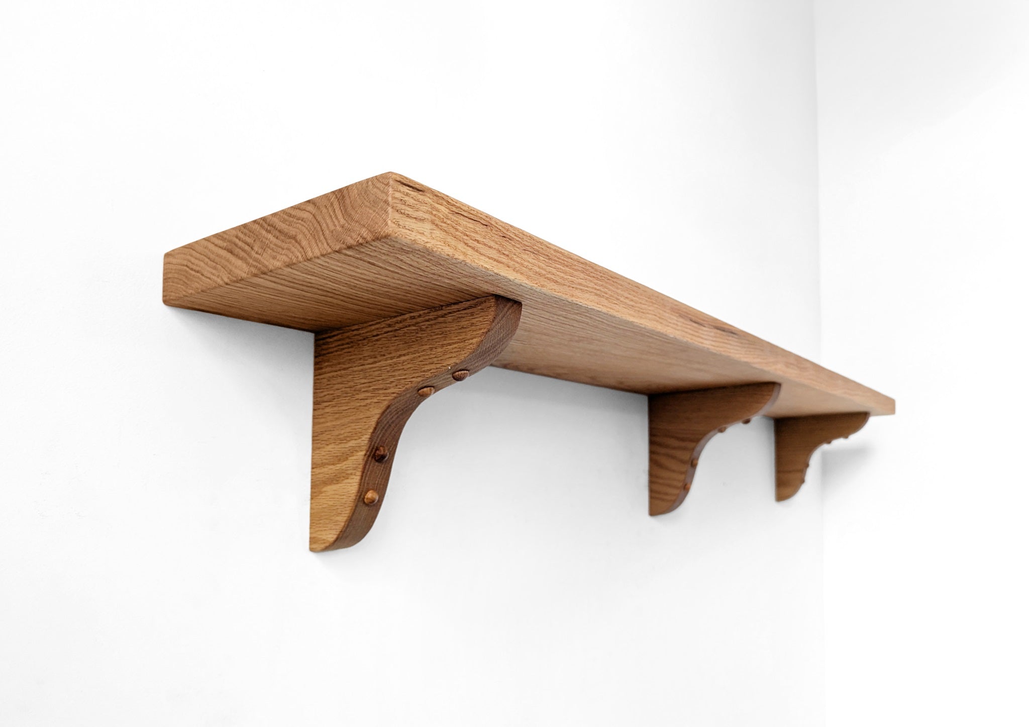 Solid Wood Shelf with Mahogany Brackets - Rustic Wall Shelves for Living Room, Kitchen, Bathroom & Office Storage | Durable Floating Shelves for Home Decor
