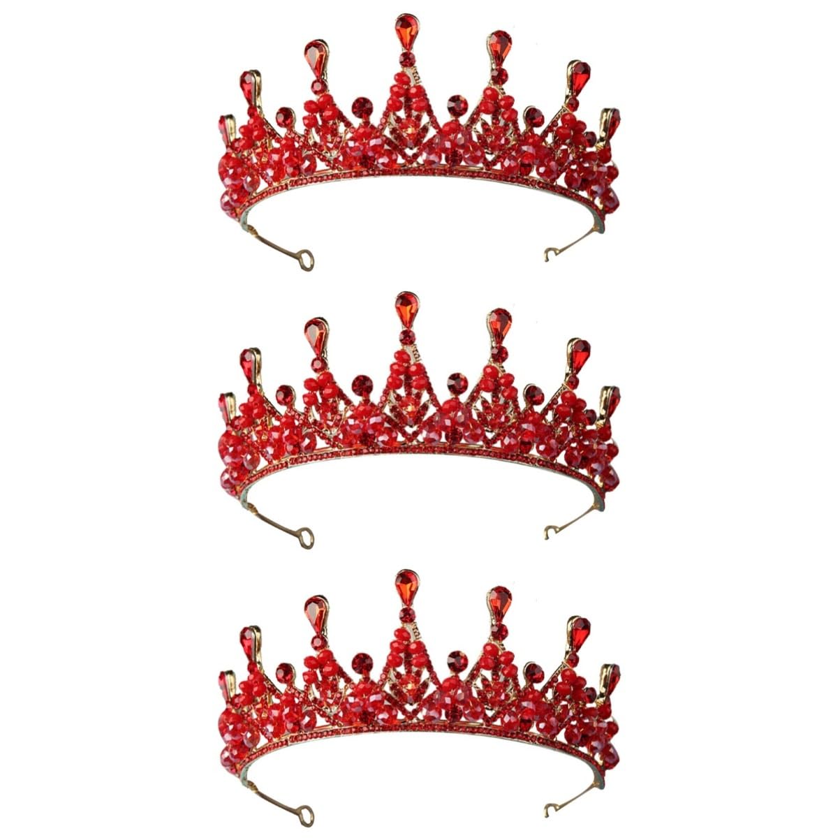 Beaupretty 3-Piece Wedding Bridal Headwear Set - Handmade Rhinestone Crown Tiara & Elegant Princess Headdress - Luxury Hair Accessories for Bride, Bridesmaids, Prom, Pageant, and Special Occasions