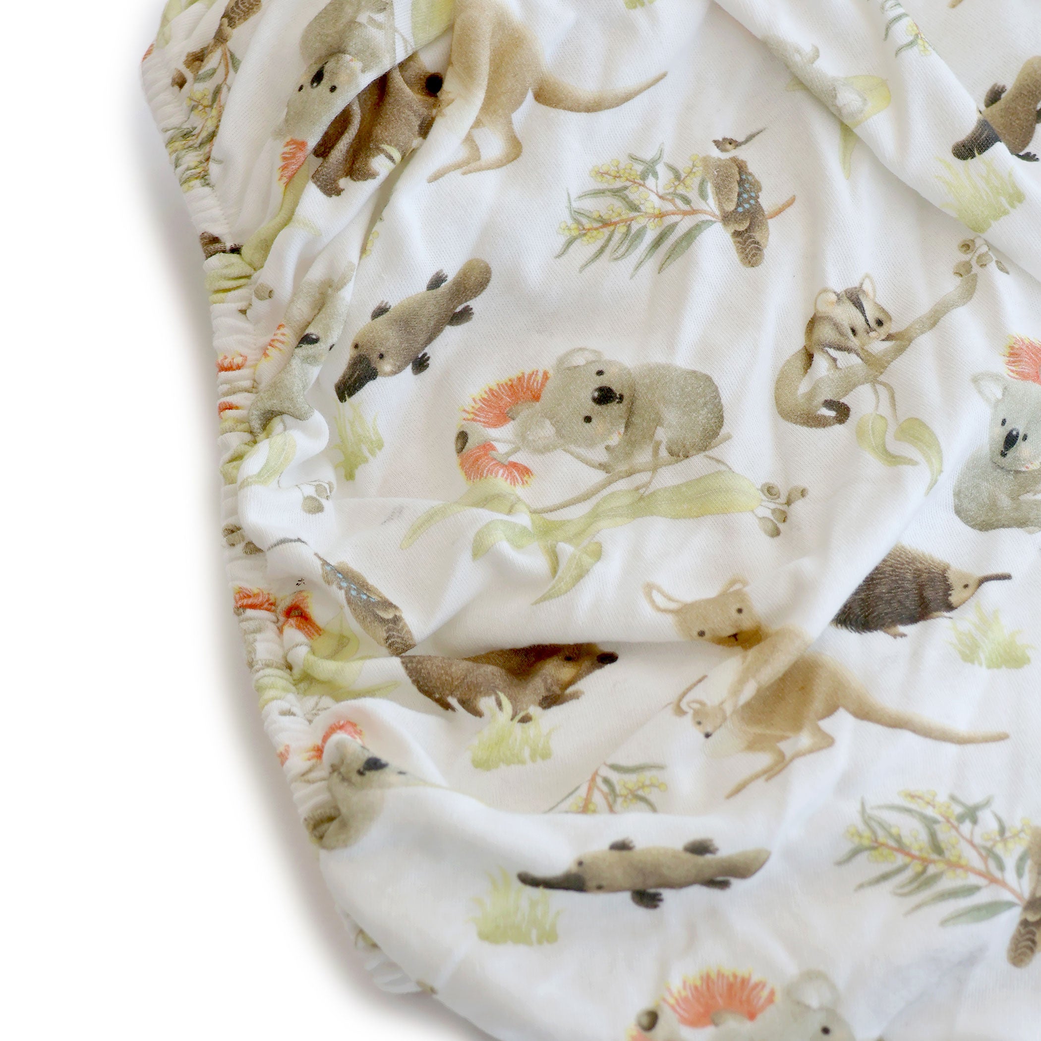 Australian Animals Jersey Cot Fitted Sheet - Soft Baby Crib Sheets with Kangaroo & Koala Prints - Perfect for Nursery, Daycare & Gift Giving