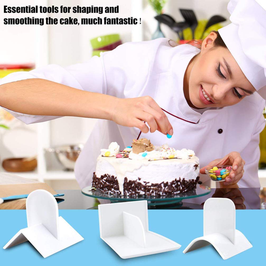 Hemoton 15Pcs Fondant Smoother Set - Cake Decorating Spatula, Pastry Tools, Icing Smoother & Edge Trimmer for Fondant Modeling - Perfect for Wedding Cakes, Birthday Cakes & Baking Enthusiasts (White Plastic)