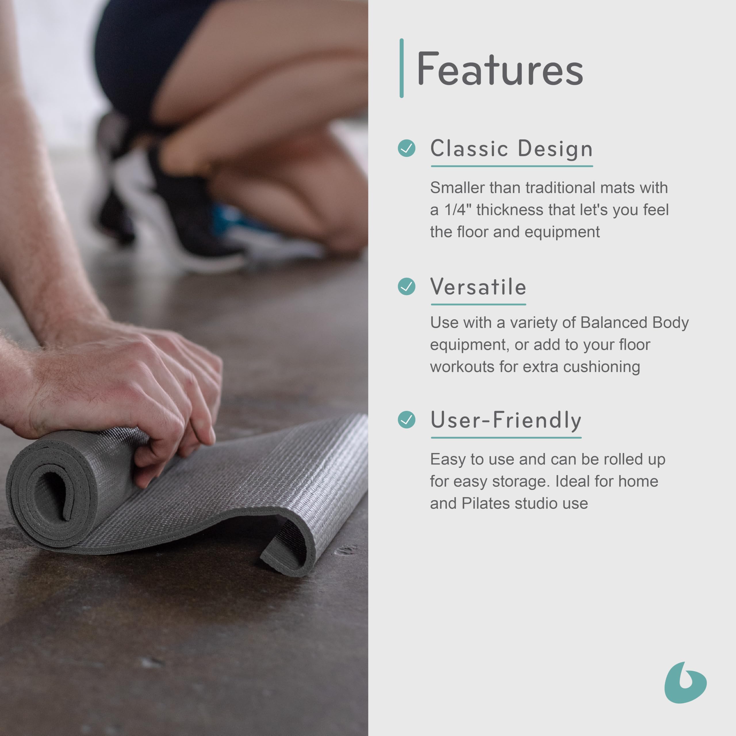 Balanced Body Mini-Mat - Premium Pilates & Yoga Exercise Mat for Arc & Step Barrels - Non-Slip Workout Mat for Home Gym, Studio & Travel - Ideal for Pilates, Yoga & Fitness Training