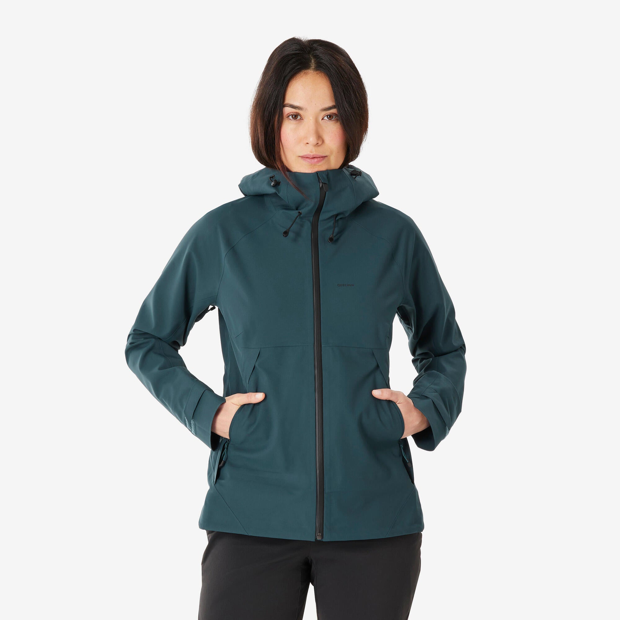Quechua Women's MH500 Lightweight Waterproof Hiking Jacket - Windproof Outdoor Raincoat for Trekking, Camping & Travel