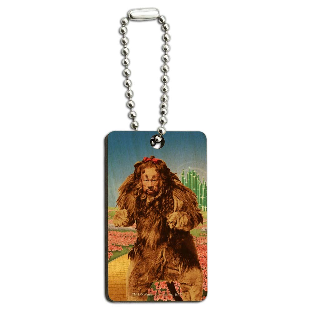 Wizard of Oz Lion Character Wooden Rectangle Keychain - Durable Wood Key Ring for Fans & Collectors - Perfect for Gifts, Cosplay, and Everyday Use