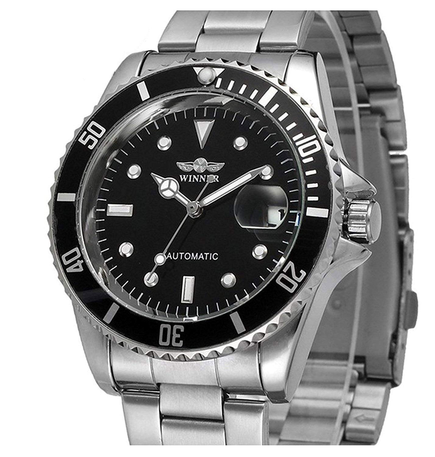 MASTOP Men's Automatic Luxury Stainless Steel Watch with Rotating Bezel & Date Display - Classic Dress Watch for Business, Formal Events & Everyday Wear