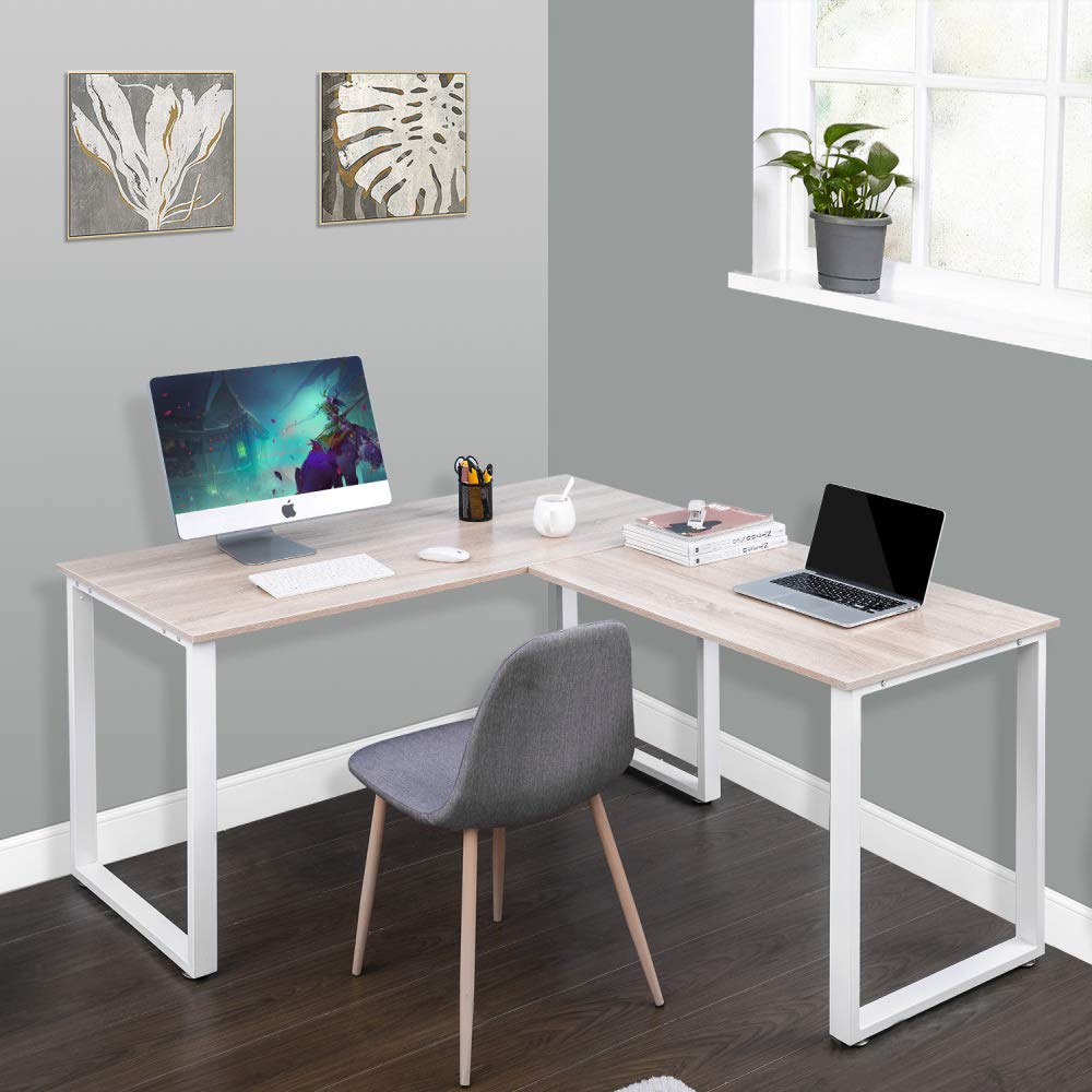 L-Shaped Corner Computer Desk for Home Office & Gaming | Sturdy Writing Workstation for Small Spaces | Perfect for Compact Rooms & Workspaces