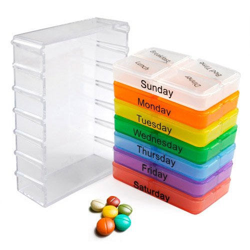 AccessoTech 7-Day Pill Organizer Box - Portable Mini Medicine Dispenser with Daily Compartments for Vitamins, Supplements & Tablets - Perfect for Travel, Home & Office Use