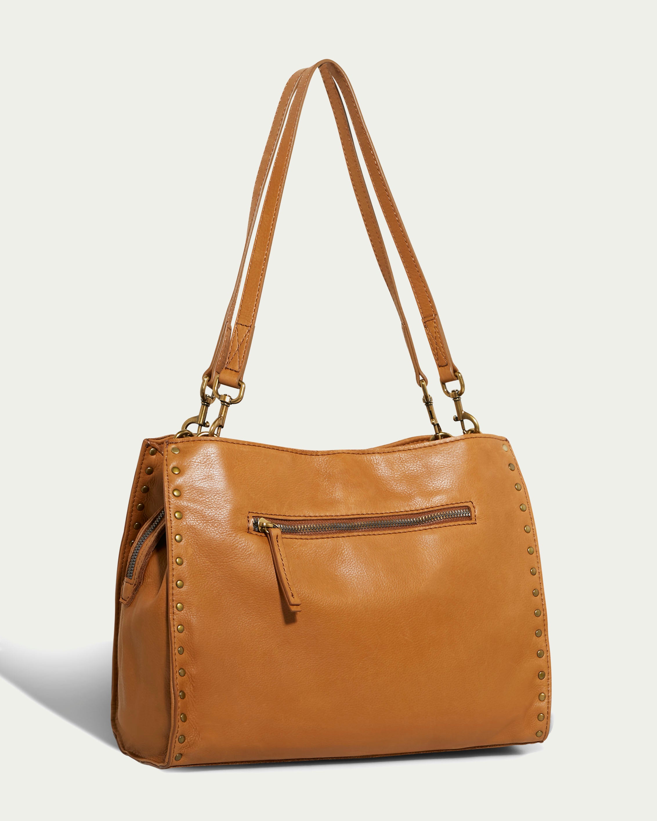 Lenox Studded Triple Entry Satchel - Stylish Leather Handbag for Women | Perfect for Work, Travel & Everyday Use