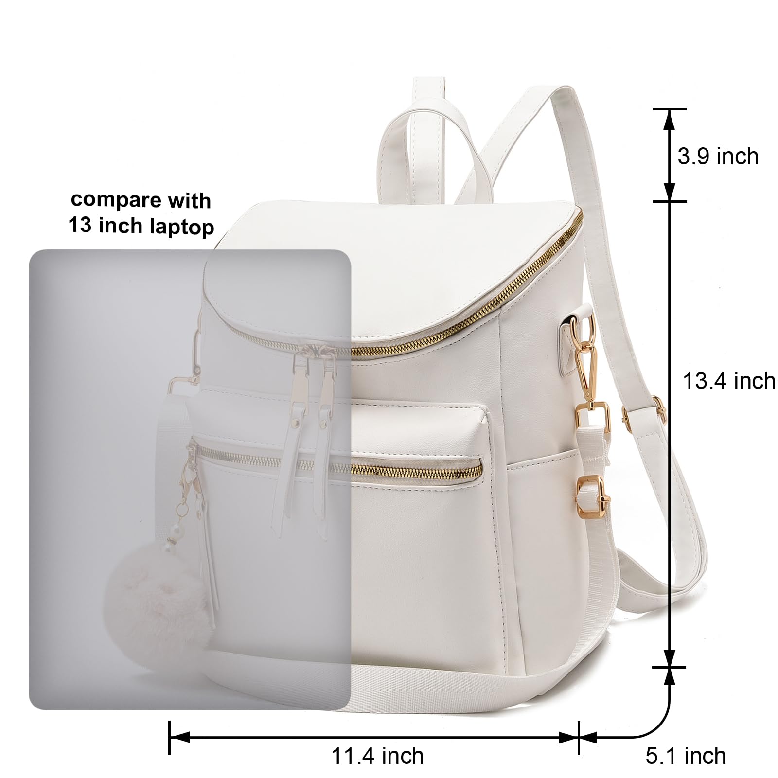 Stylish Leather Women Backpack Purse - Large Travel Bag for College & Work