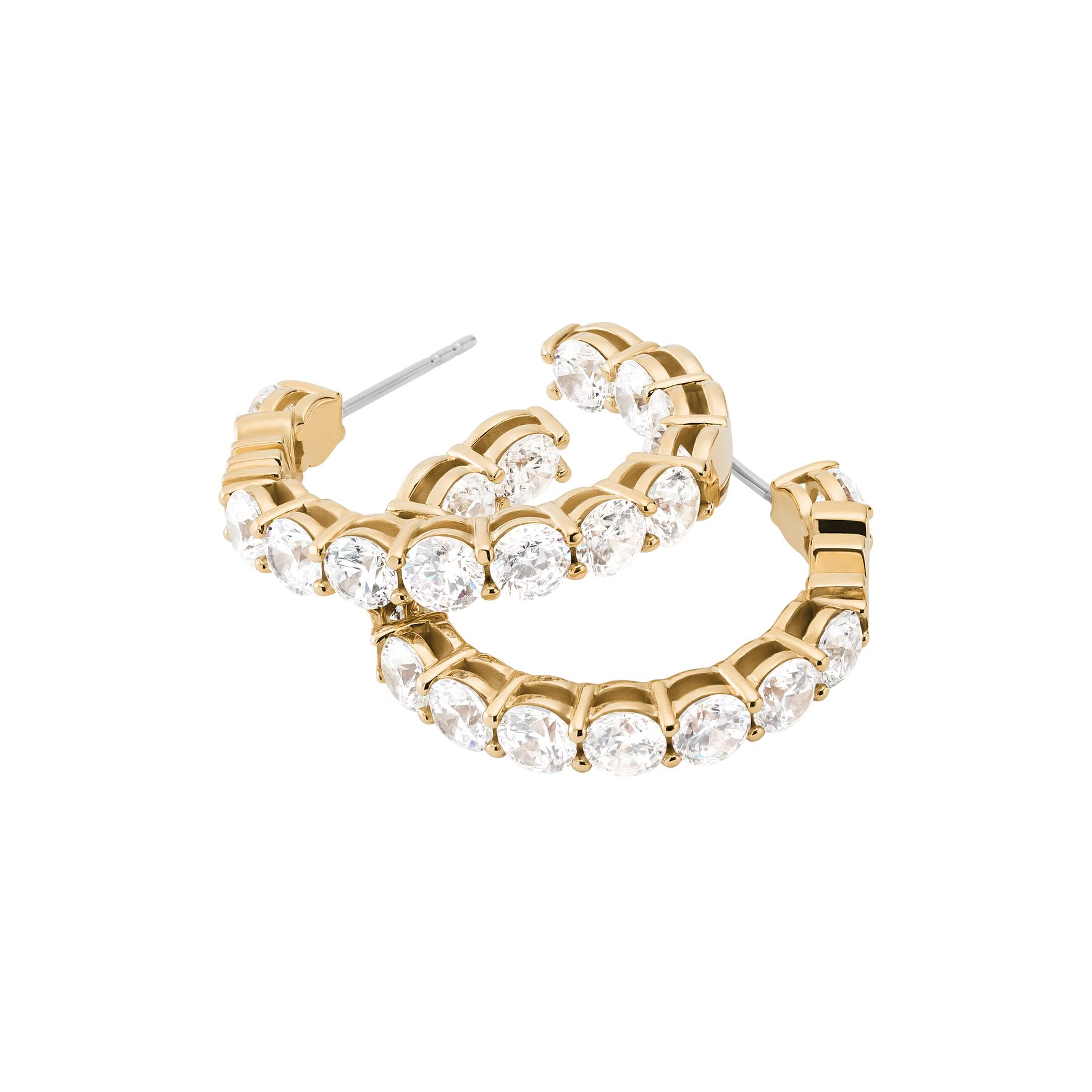 Michael Kors Gold Brass & Cubic Zirconia Hoop Earrings for Women - Elegant Fashion Jewelry MKJ7310710 | Perfect for Parties, Weddings & Everyday Wear