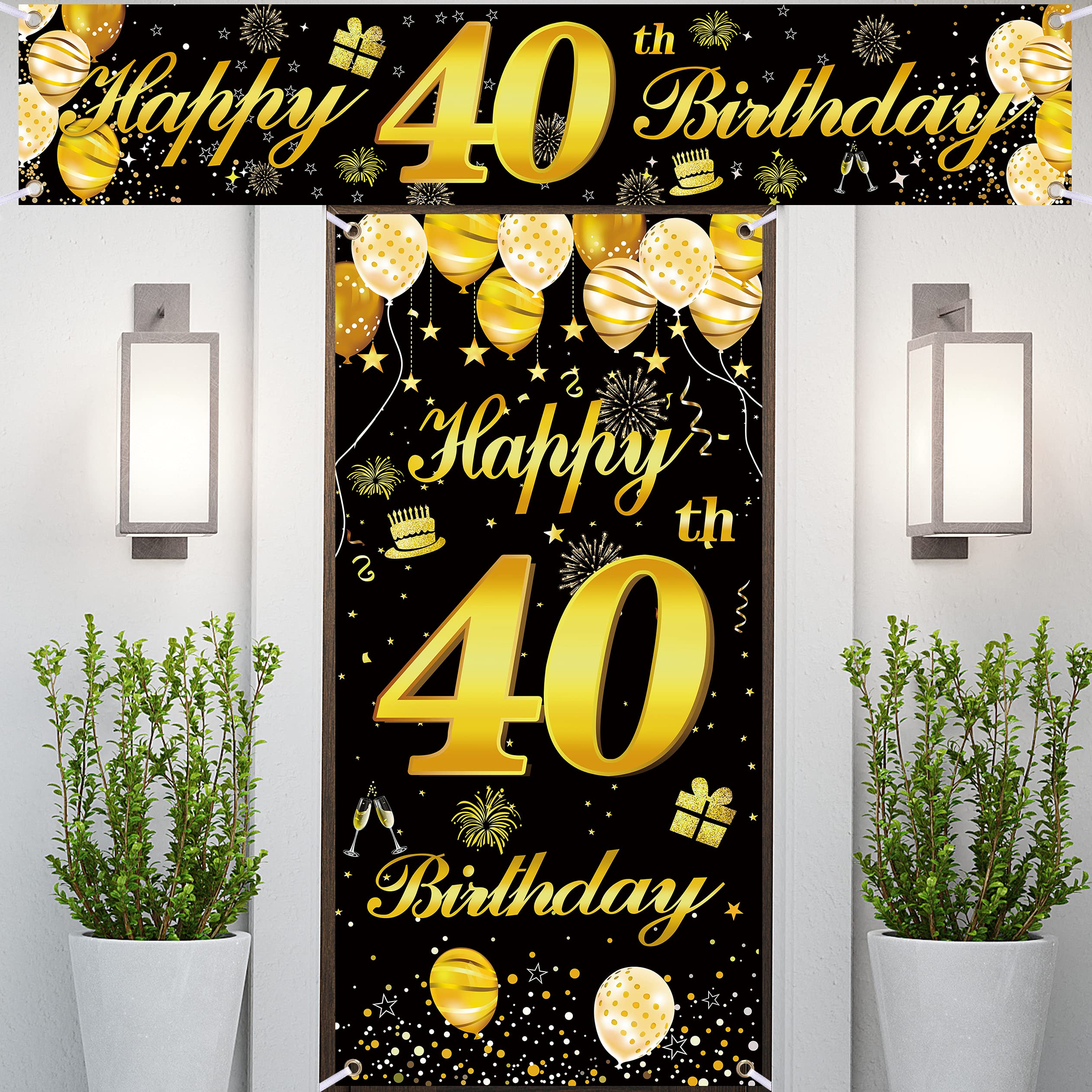 40th Happy Birthday Banner for Men - Large Door Decorations & Party Backdrop - Perfect for Birthday Celebrations, Milestone Parties & Home Decor