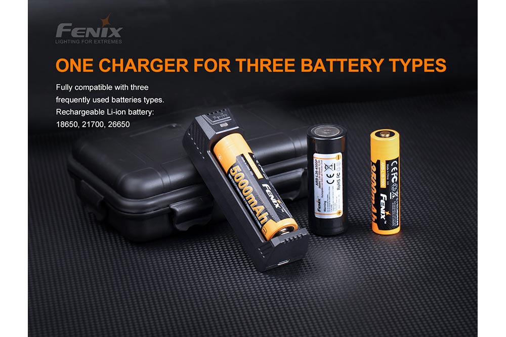 Fenix ARE-X1 V2.0 Smart Battery Charger for AA AAA Li-ion NiMH - Fast Charging with LCD Display | Perfect for Home, Travel & Emergency Power Supply