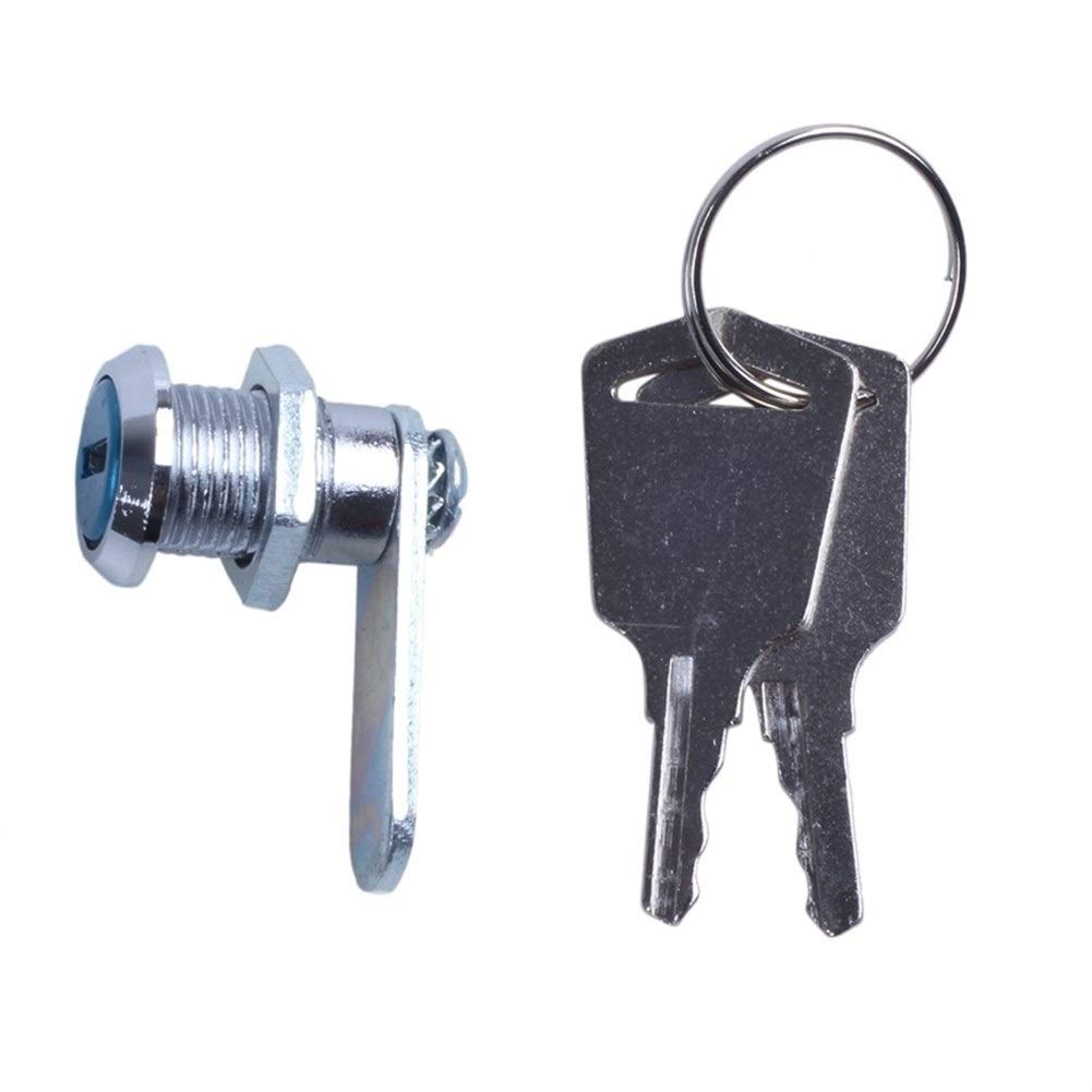 16MM Cam Lock with 2 Keys - Secure Drawer, Arcade Cabinet, Mailbox & File Cabinet - Silver Finish | Ideal for Office, Home & School Storage Solutions