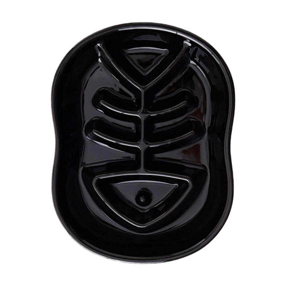 Balacoo Ceramic Slow Feeder Bowl for Dogs & Cats - Unique Fishbone Design Anti-Gulping Pet Food Bowl - Healthy Eating & Portion Control - Perfect for Fast Eaters & Digestive Health (Black) - Ideal for Mealtime Fun & Interactive Feeding