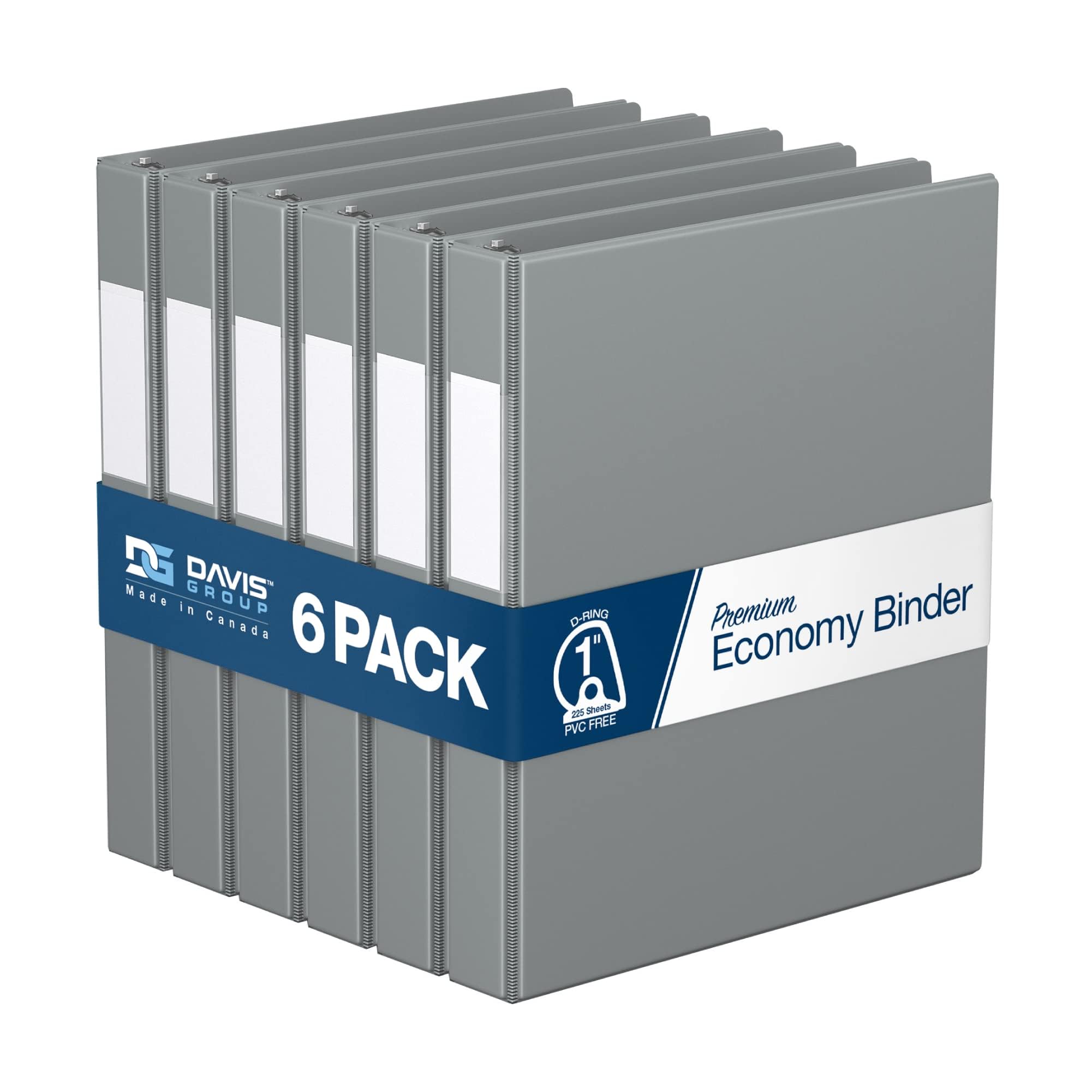 Premium 1-Inch 3-Ring Binder with D-Ring, Pack of 6 - Durable Gray Notebook Binders for School, Office & Home Organization - Ideal for Students, Teachers & Professionals