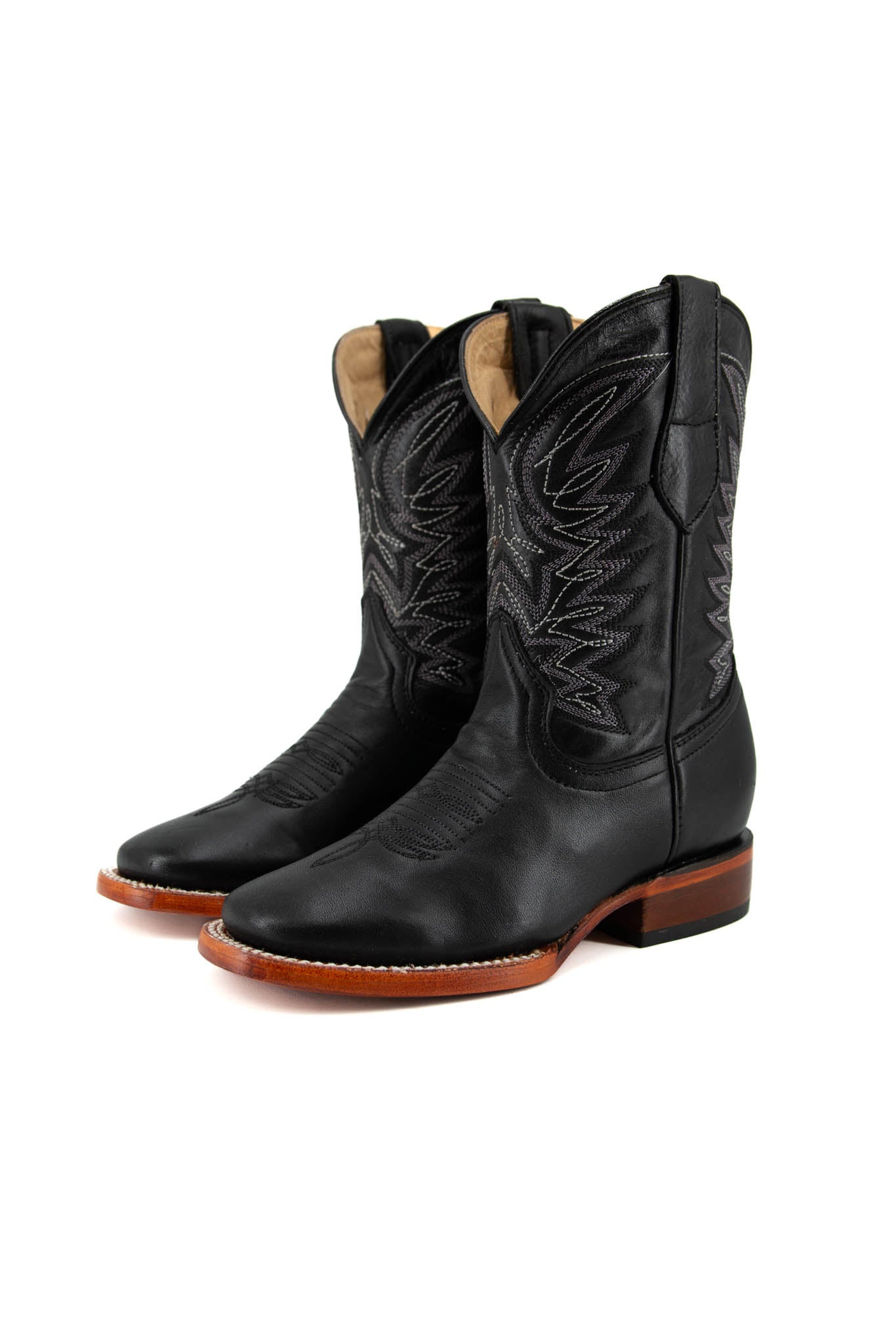 Little Kids Solid Pro Rodeo Boots - Western Cowboy Boots for Boys & Girls - Durable Leather Rodeo Booties for Toddlers | Perfect for Rodeo Events, Cowboy Parties & Western Style Outfits