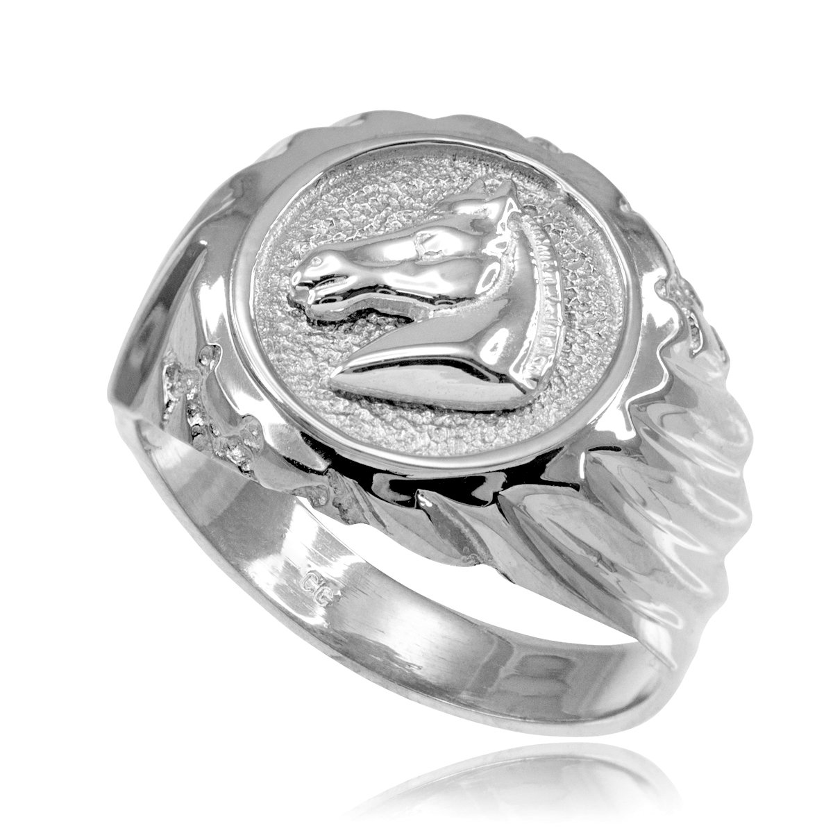925 Sterling Silver Men's Horse Head Ring - High Polish Elegant Jewelry for Gifts, Weddings & Everyday Wear