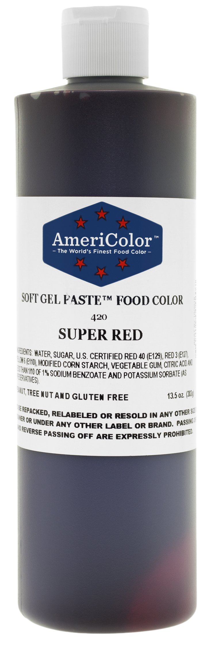 AmeriColor Super Red Food Coloring - 13.5 oz Bottle for Baking, Cake Decorating & Candy Making | Vibrant Gel Food Color