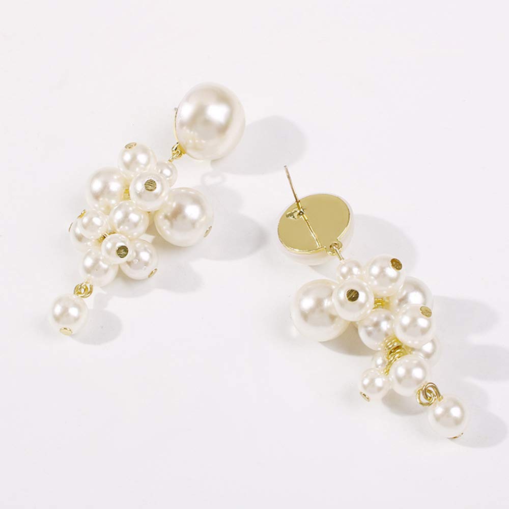 Xerling Charm Pearl Earrings for Women - Elegant Dangle Hoop Earrings with Pearl Cluster, Drop Stud Earrings Jewelry for Wedding, Party & Daily Wear