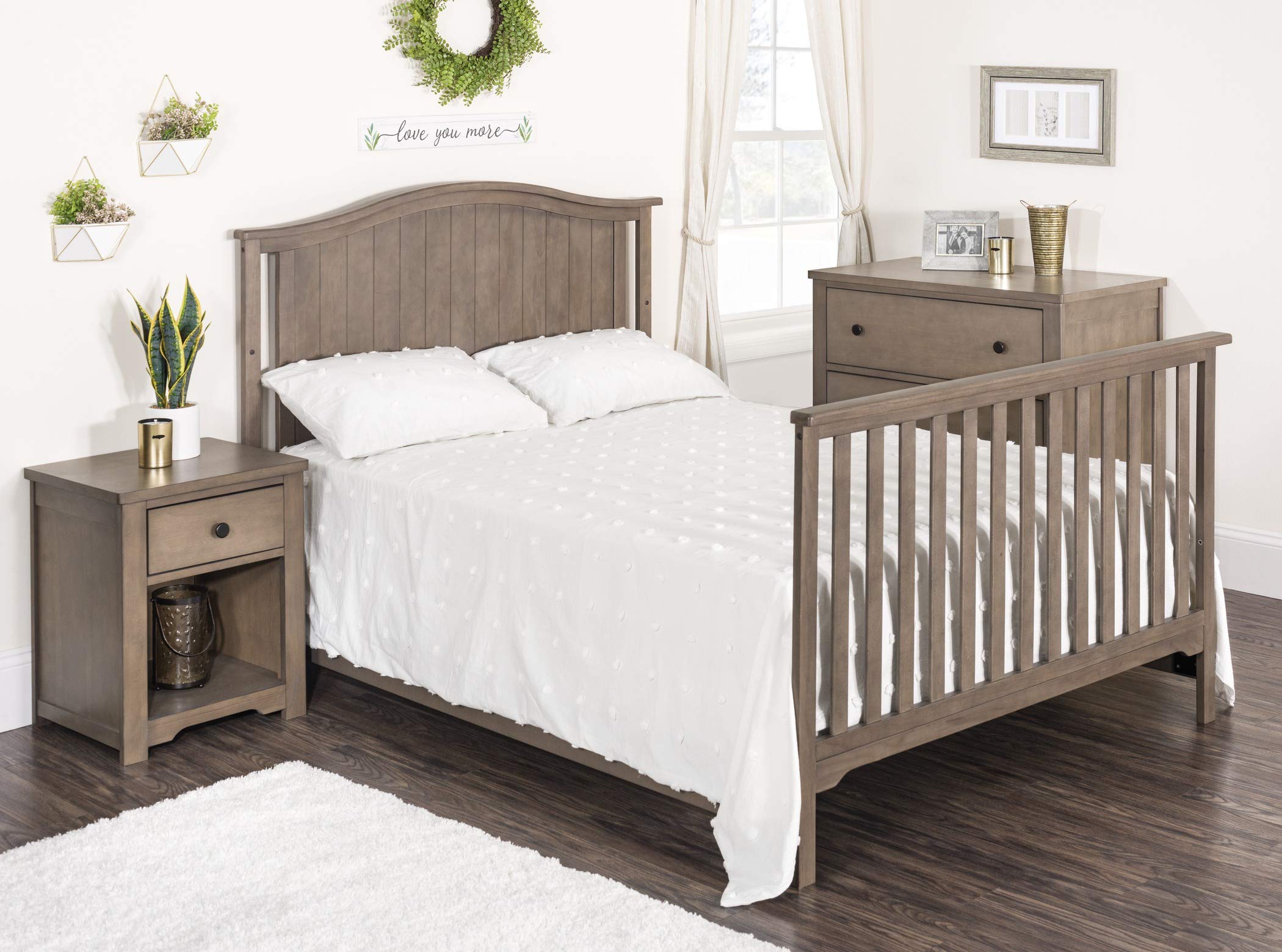 Child Craft Hampton Arch 4-in-1 Convertible Crib - Converts to Daybed, Toddler Bed & Full Size Bed | 3 Adjustable Mattress Heights | Non-Toxic & Baby-Safe Finish in Dusty Heather | Perfect for Nursery, Bedroom Transition & Growing Families